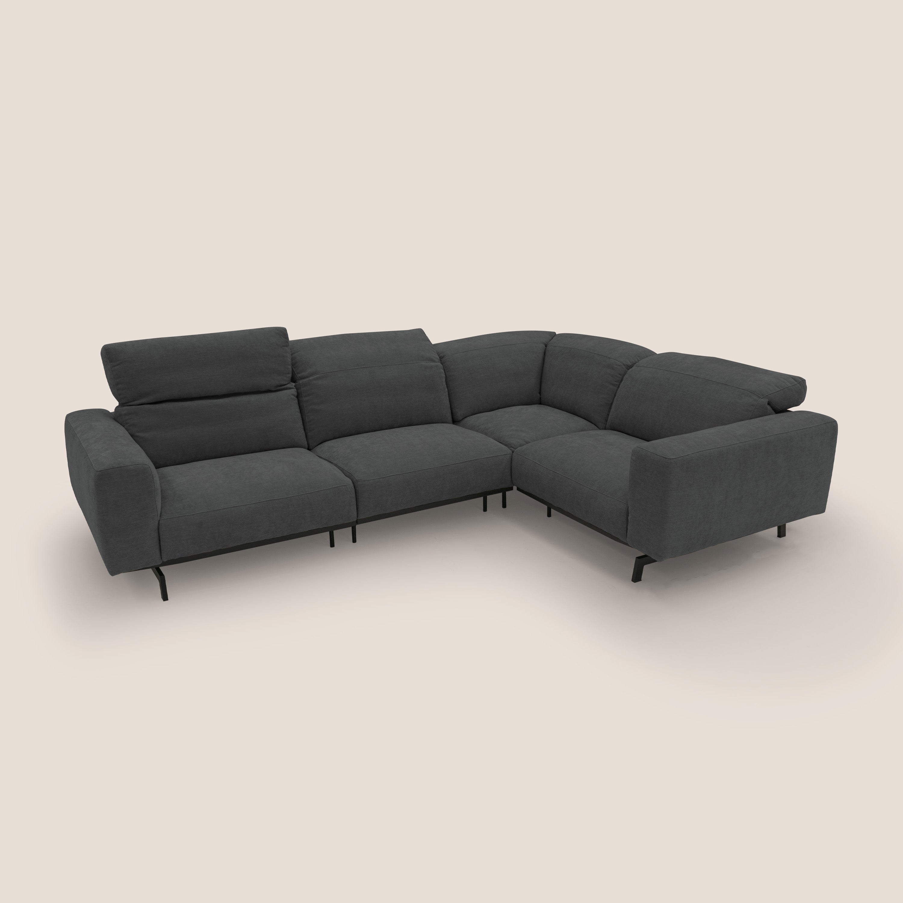 Sakura wendbares, modulares Ecksofa aus weichem, wasserfestem geflammtem Stoff T14 anthrazit