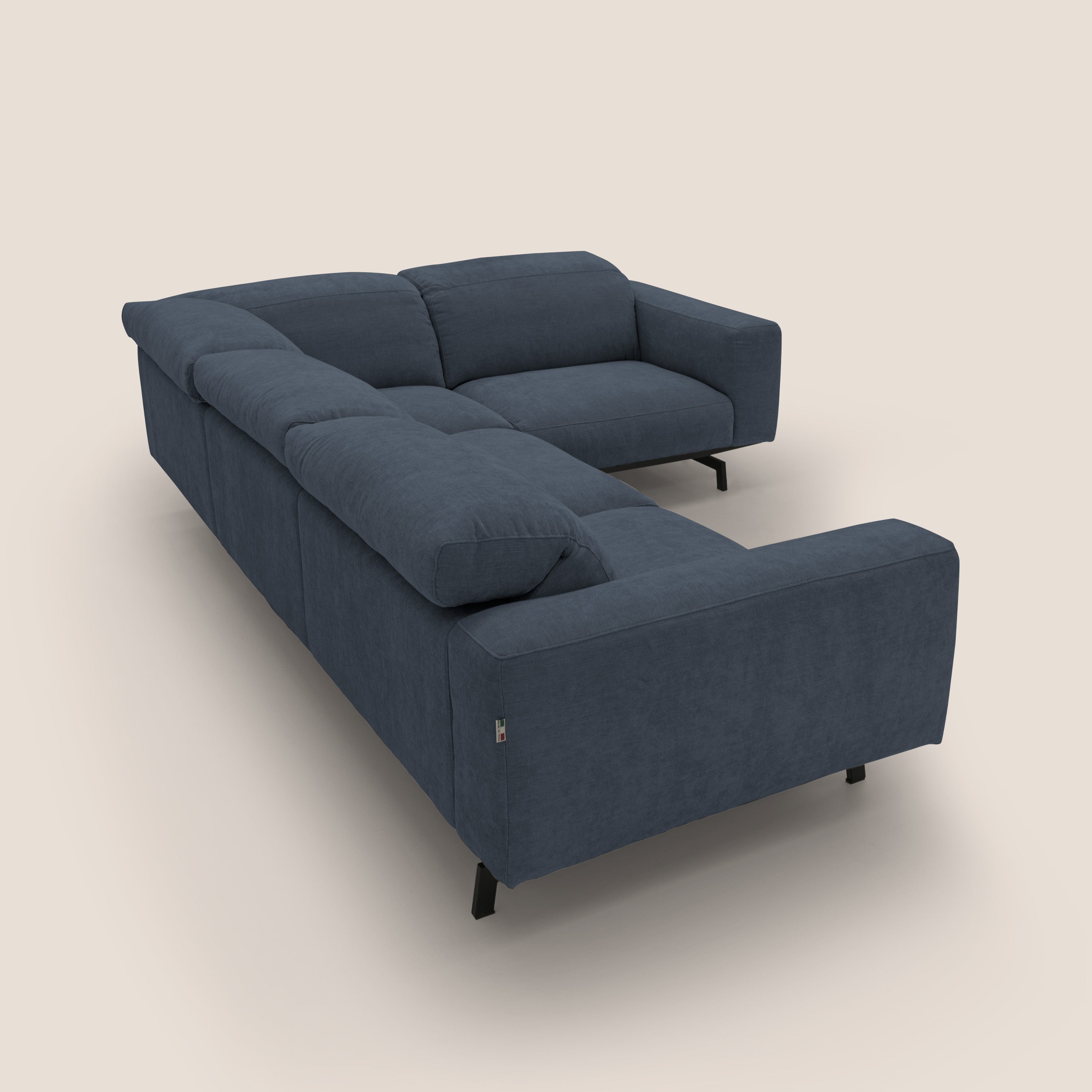 Sakura wendbares, modulares Ecksofa aus weichem, wasserfestem geflammtem Stoff T14 blau