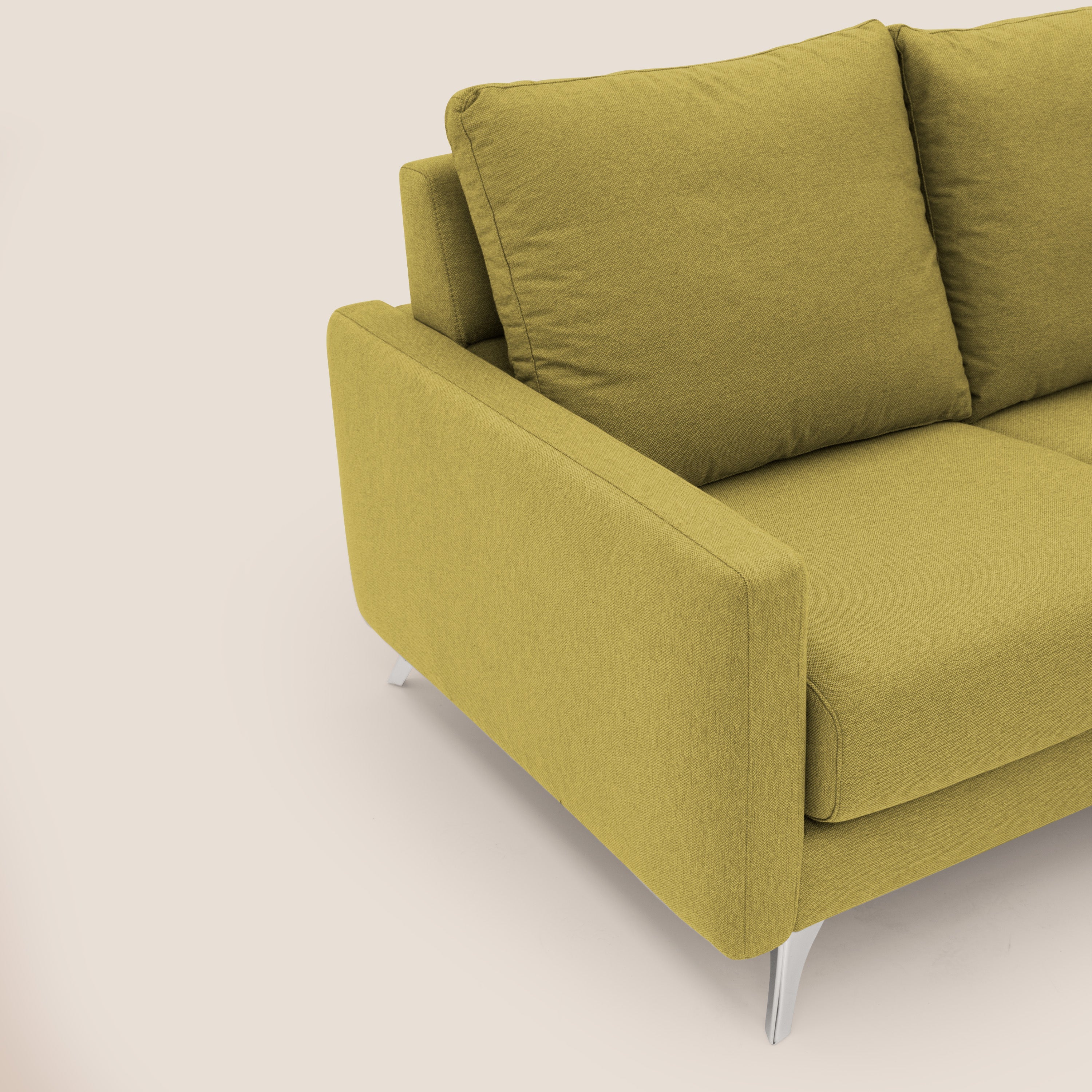 Klimt divano con 3 sedute allungabili e schienali in piuma d'oca in tessuto smacchiabile T05 giallo - divani.store