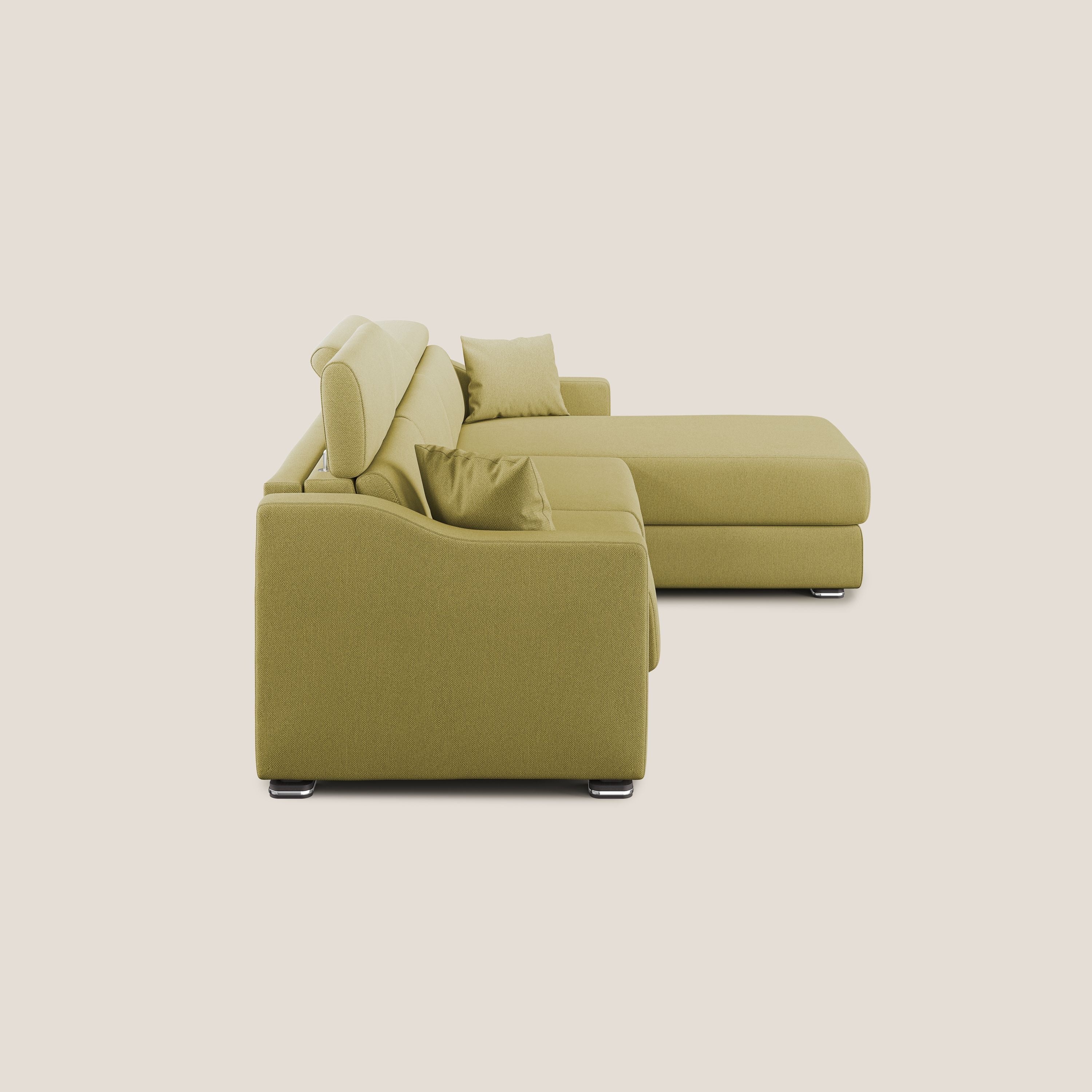 Amber divano letto angolare in tessuto smacchiabile T05 giallo - divani.store