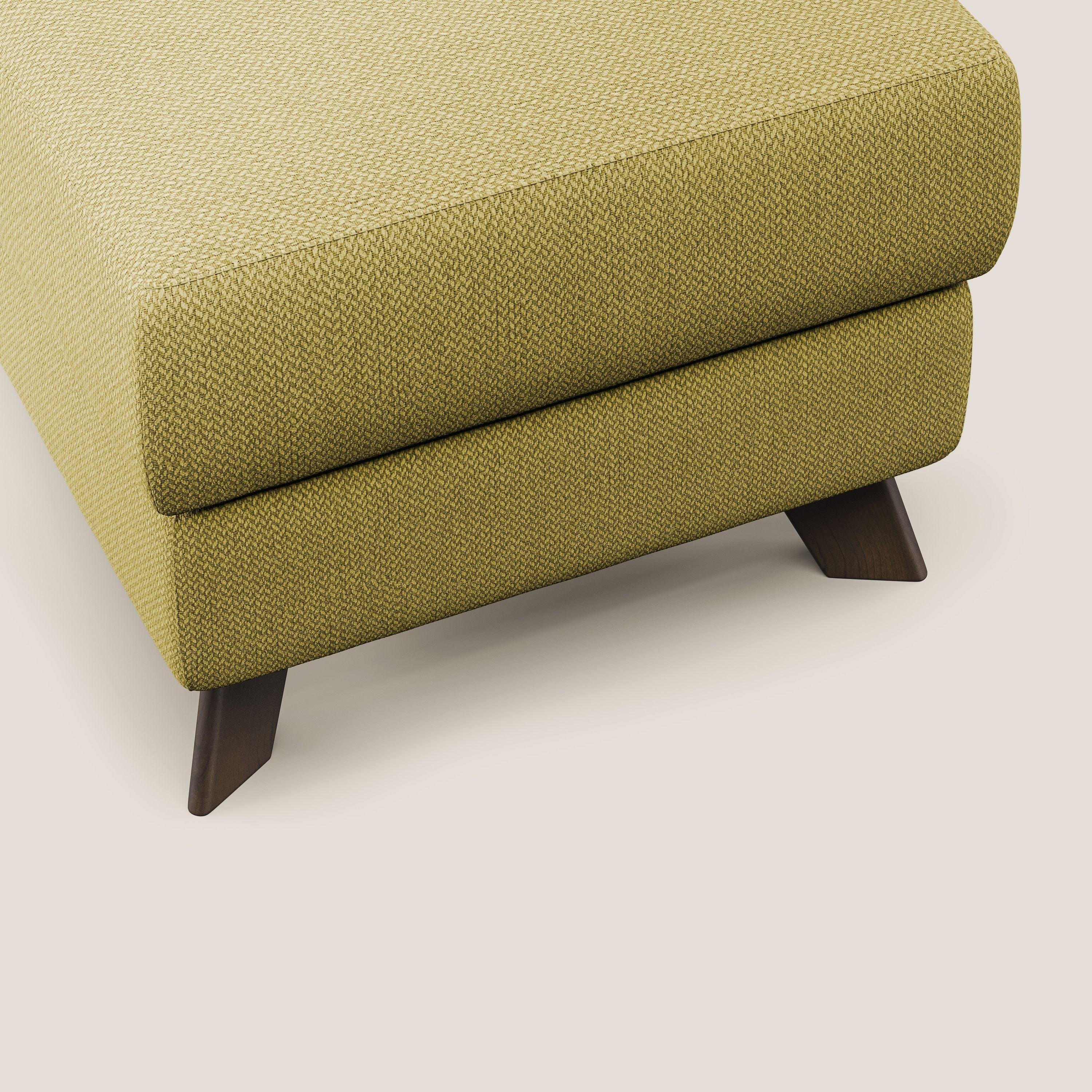 Moon Pouf contenitore e piedini alti in tessuto smacchiabile con acqua T05 giallo - divani.store