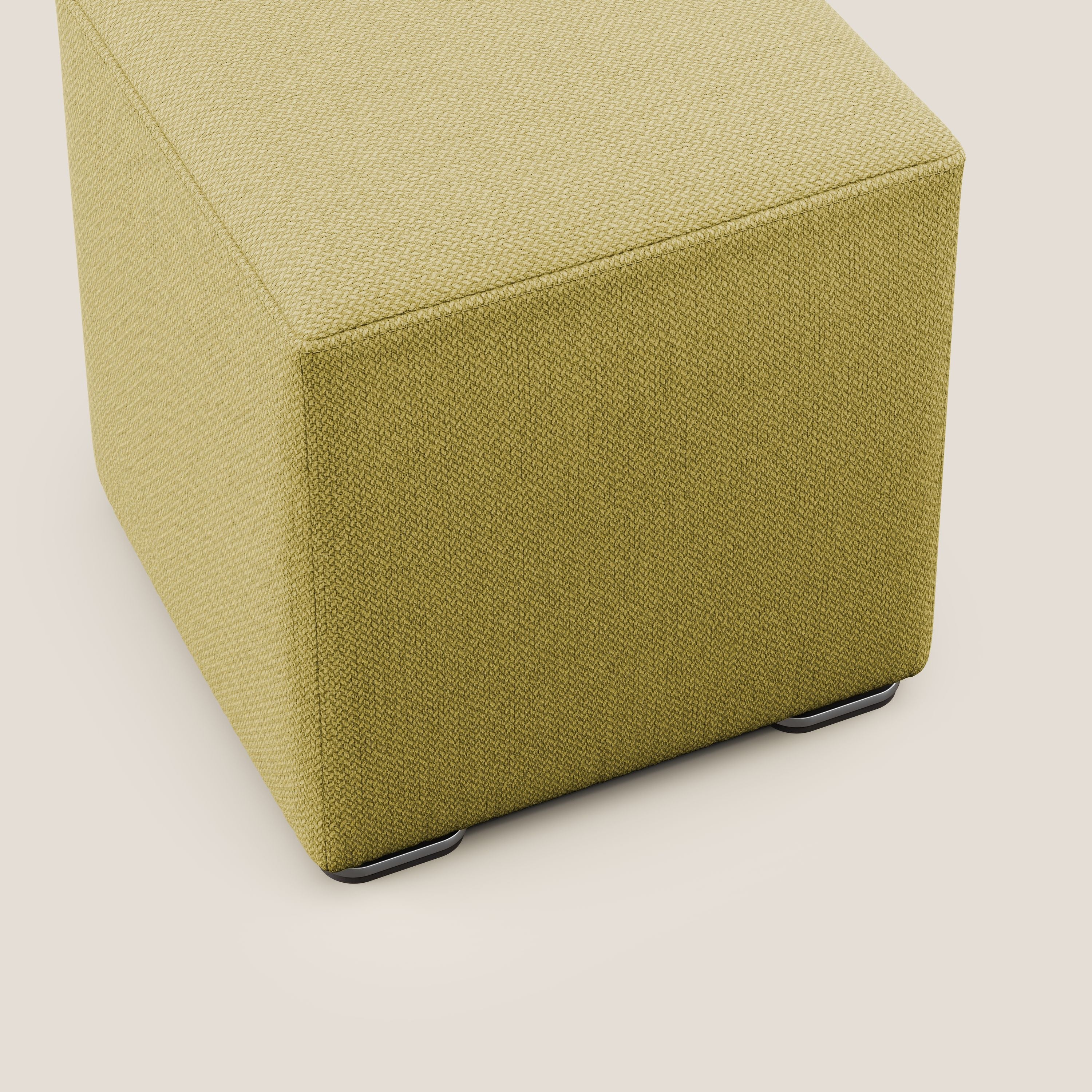 Cube pouf in tessuto morbido smacchiabile T05 giallo - divani.store
