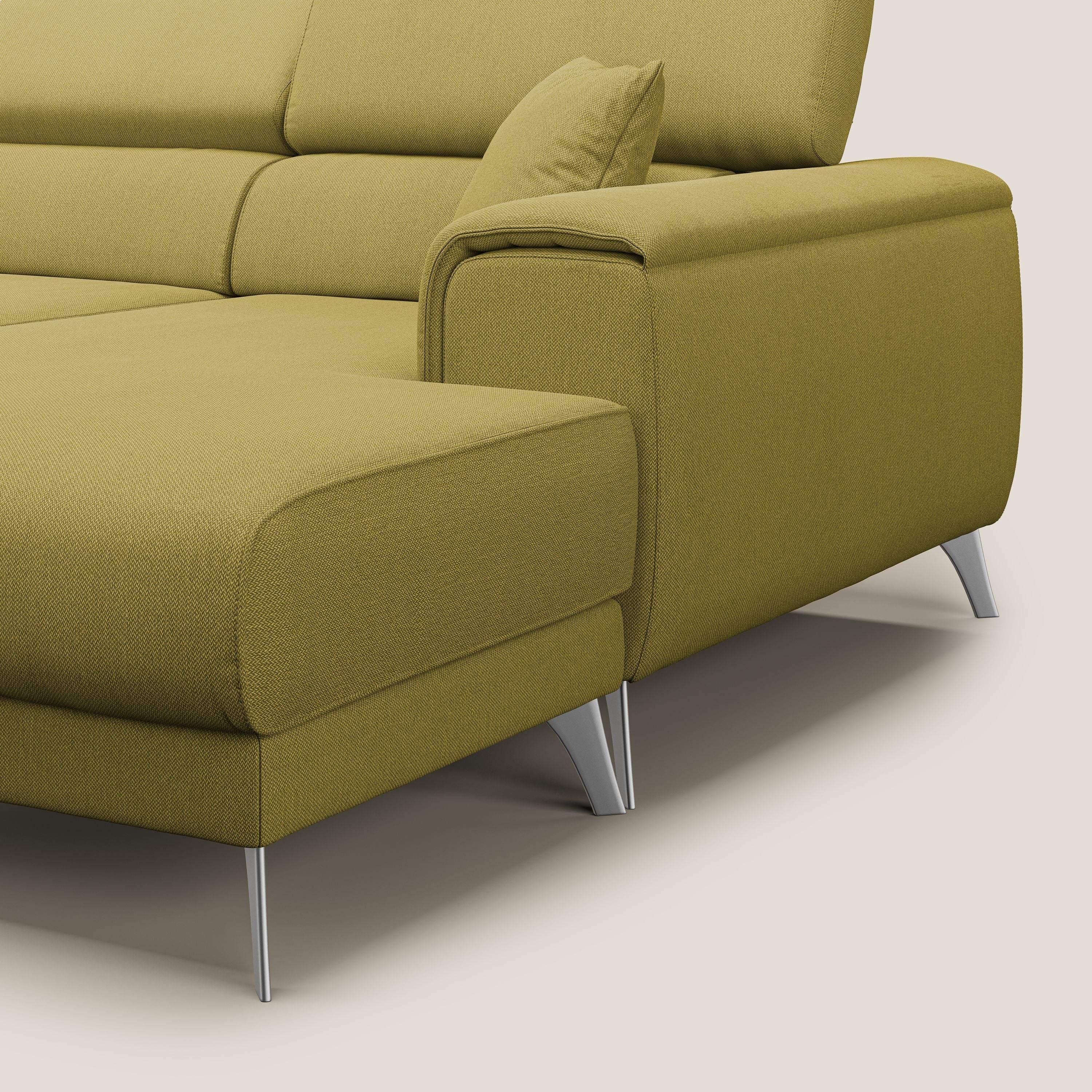 Fusion Divano angolare con sedute scorrevoli in tessuto morbido smacchiabile T05 giallo - divani.store