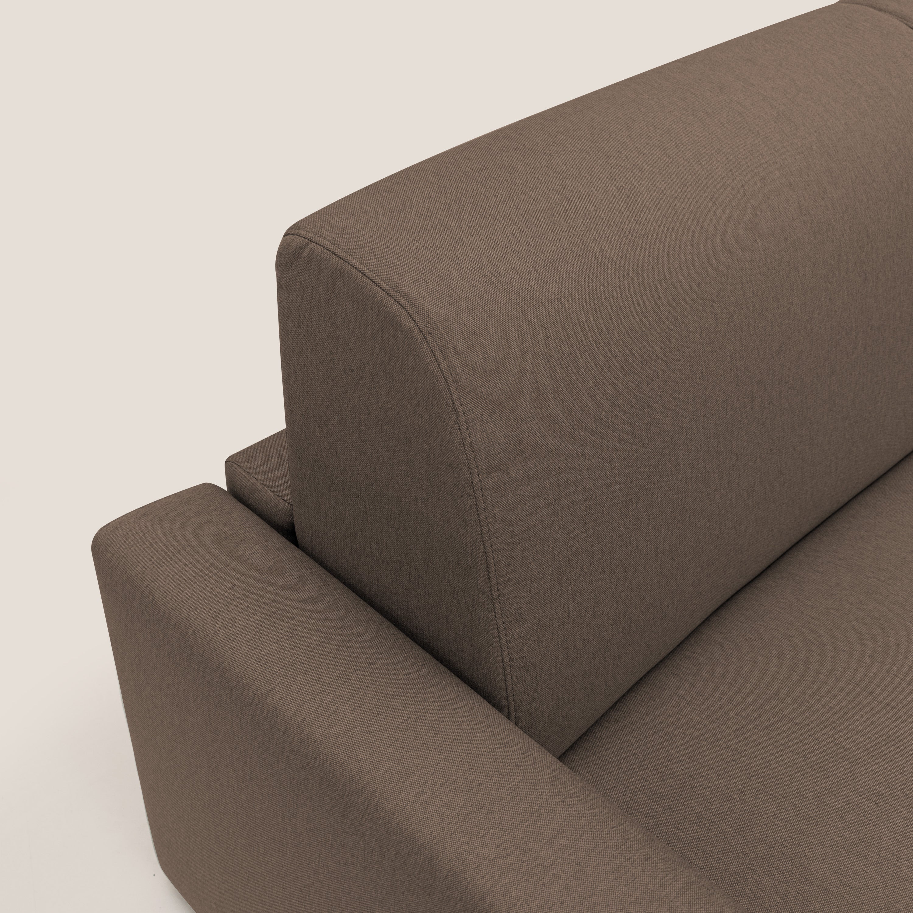 Kansas Divano letto matrimoniale alto 20 cm in tessuto impermeabile misto cotone T13 marrone - divani.store