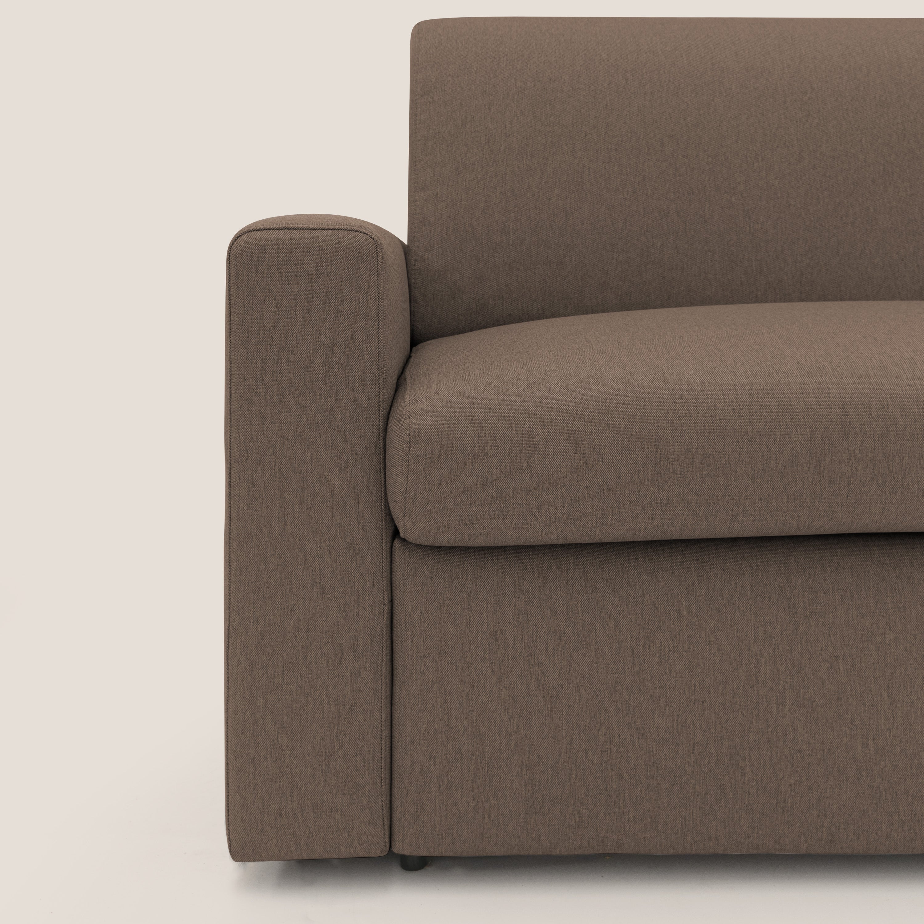 Kansas Divano letto matrimoniale alto 20 cm in tessuto impermeabile misto cotone T13 marrone - divani.store