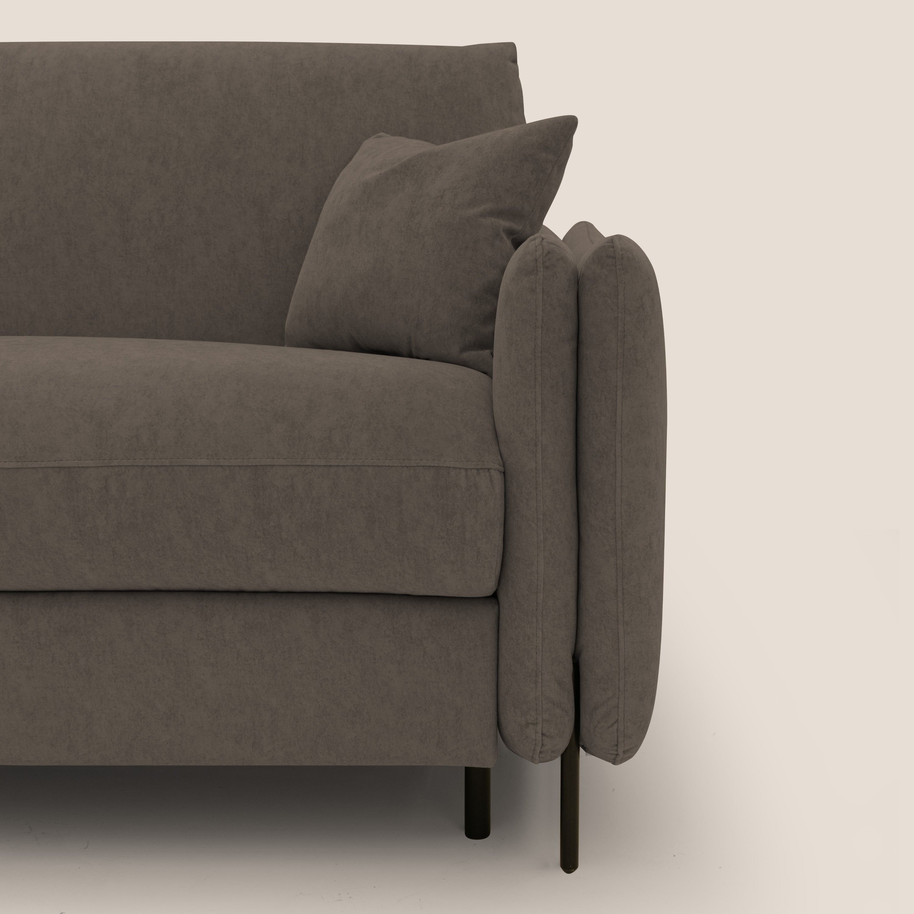 Gregory Divano letto con materasso h18 cm in microfibra effetto velluto impermeabile T09 marrone - divani.store