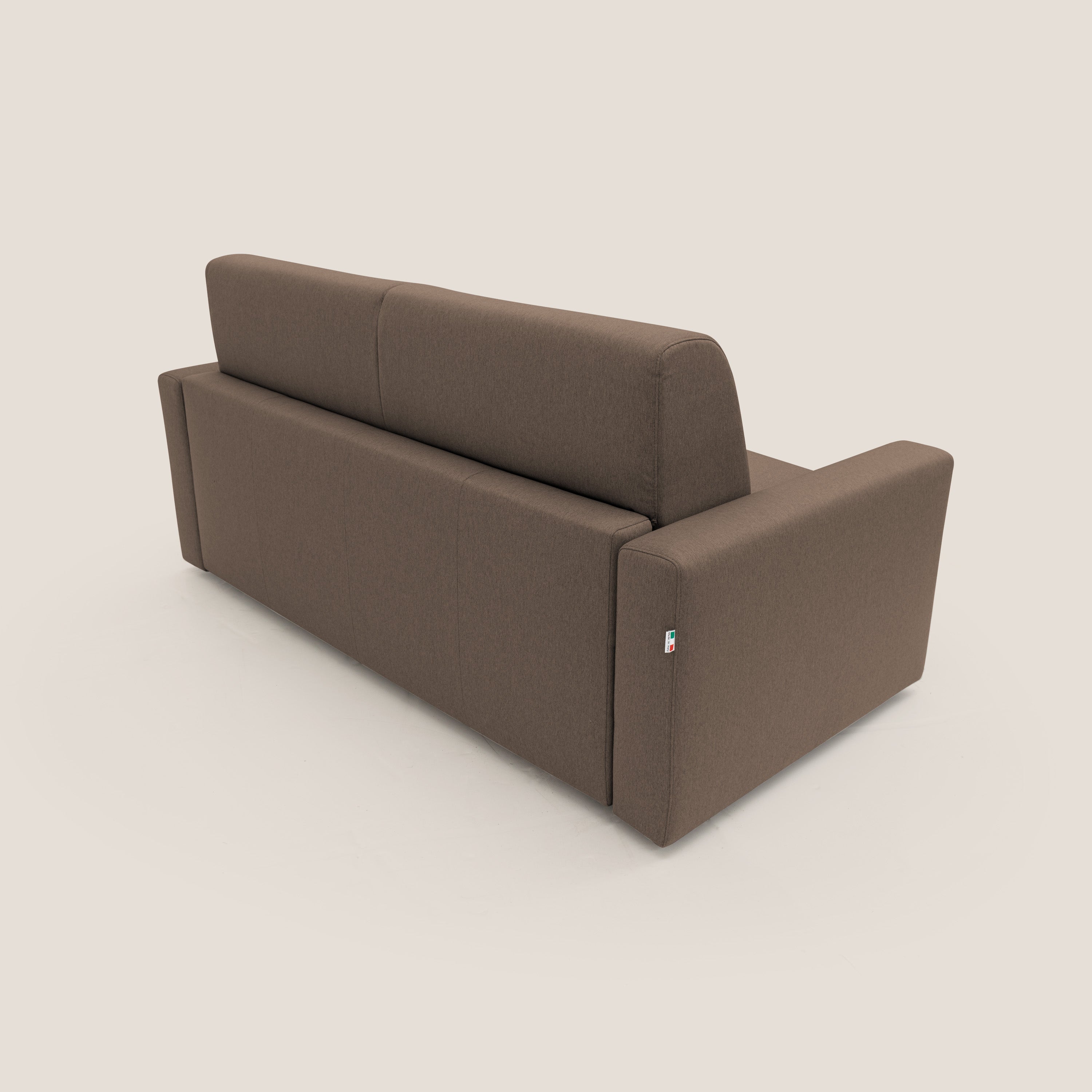 Kansas Divano letto matrimoniale alto 20 cm in tessuto impermeabile misto cotone T13 marrone - divani.store