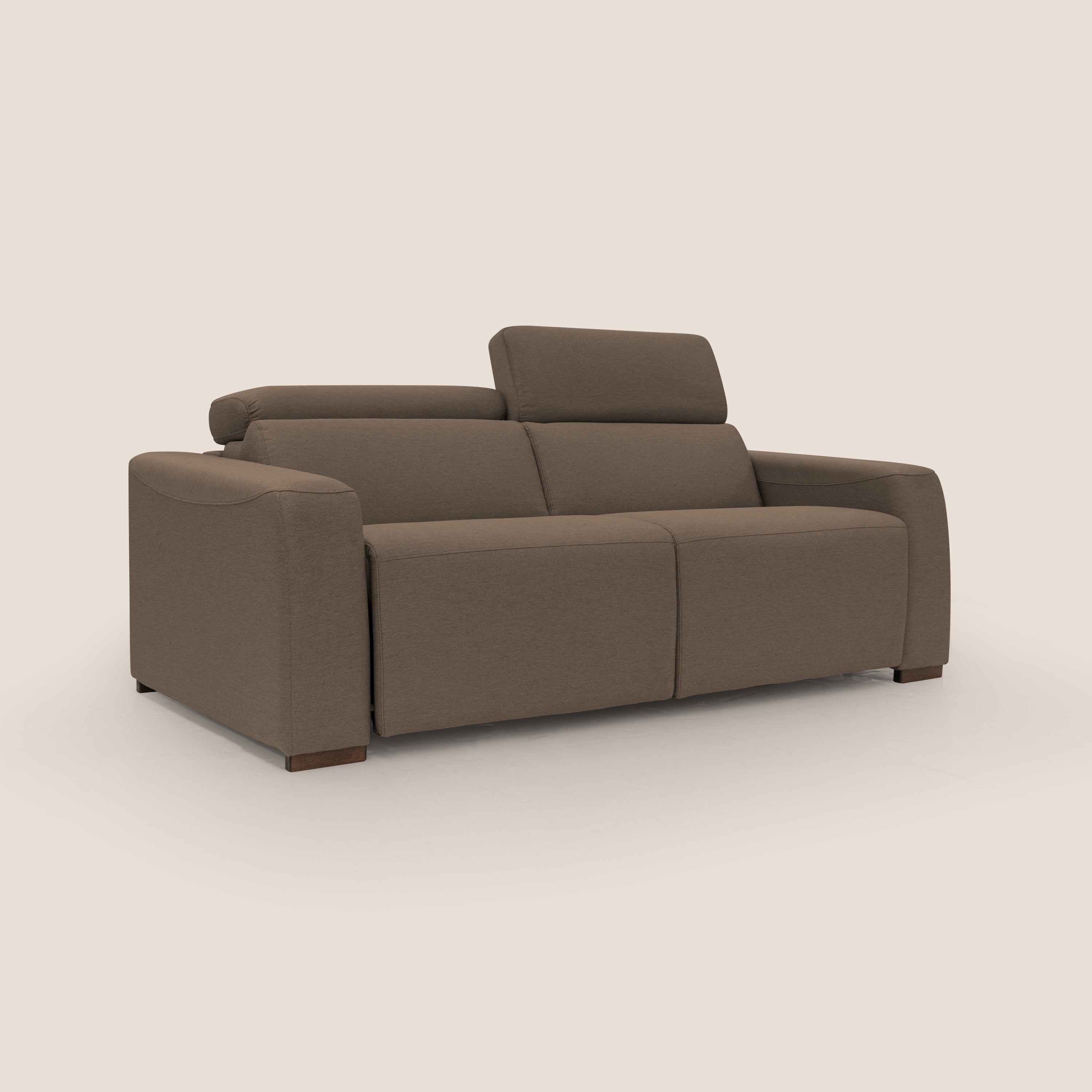 Poseidon divano letto + relax elettrico in tessuto smacchiabile impermeabile T05 marrone - divani.store