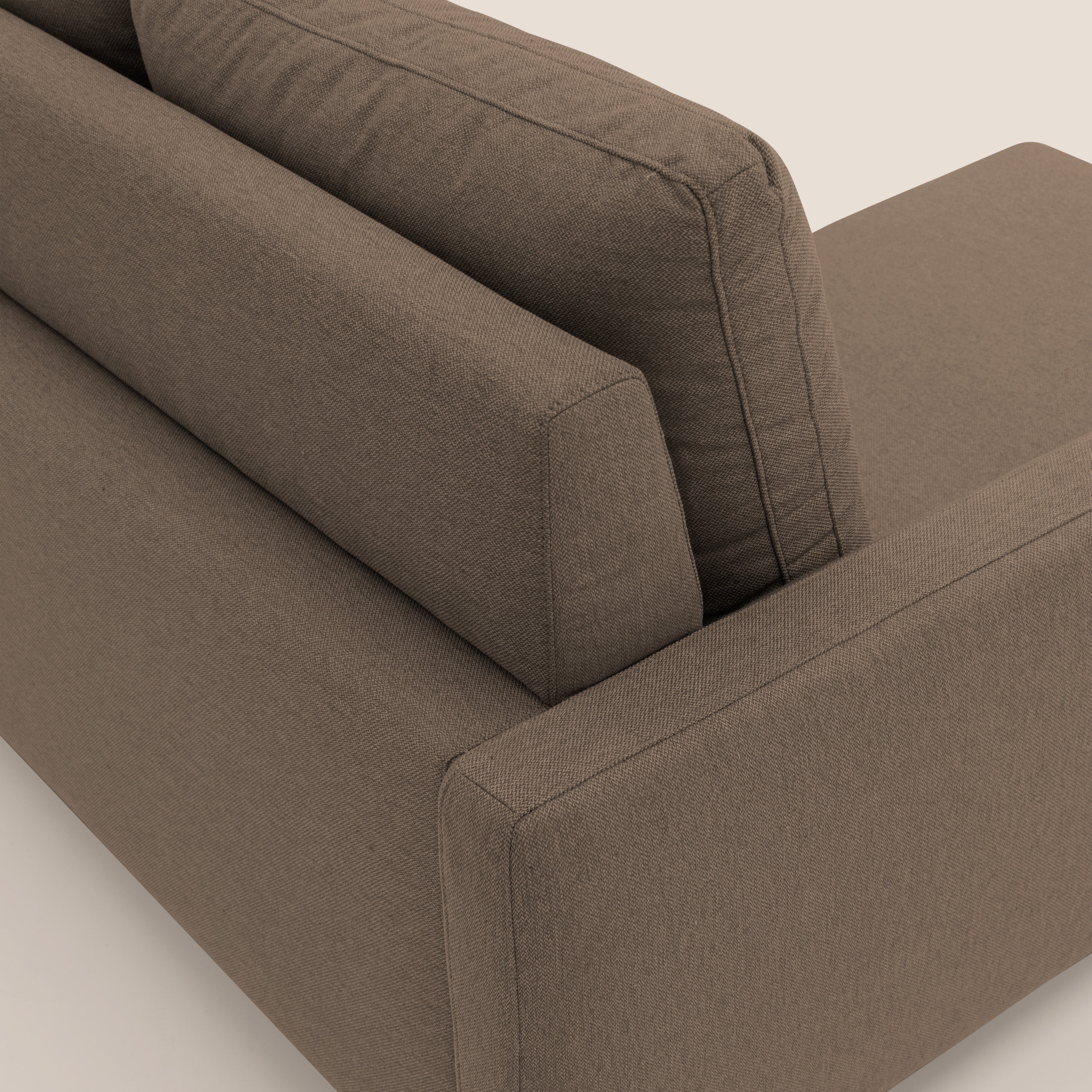 Klimt Divano angolare con sedute scorrevoli in tessuto morbido smacchiabile T05 marrone - divani.store