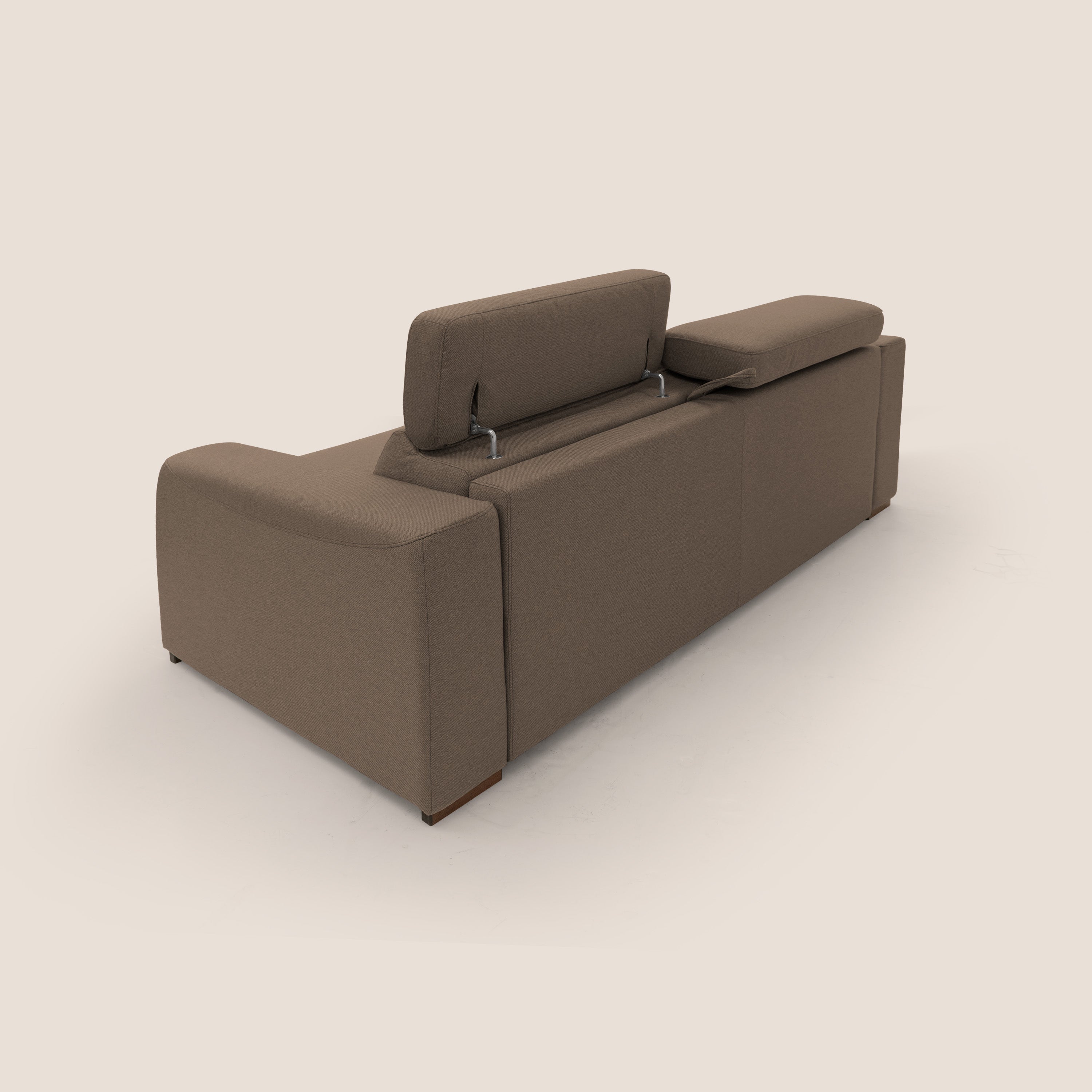 Poseidon Schlafsofa mit elektrischem Relaxmechanismus aus wasserfestem, abwaschbarem Stoff T05 braun