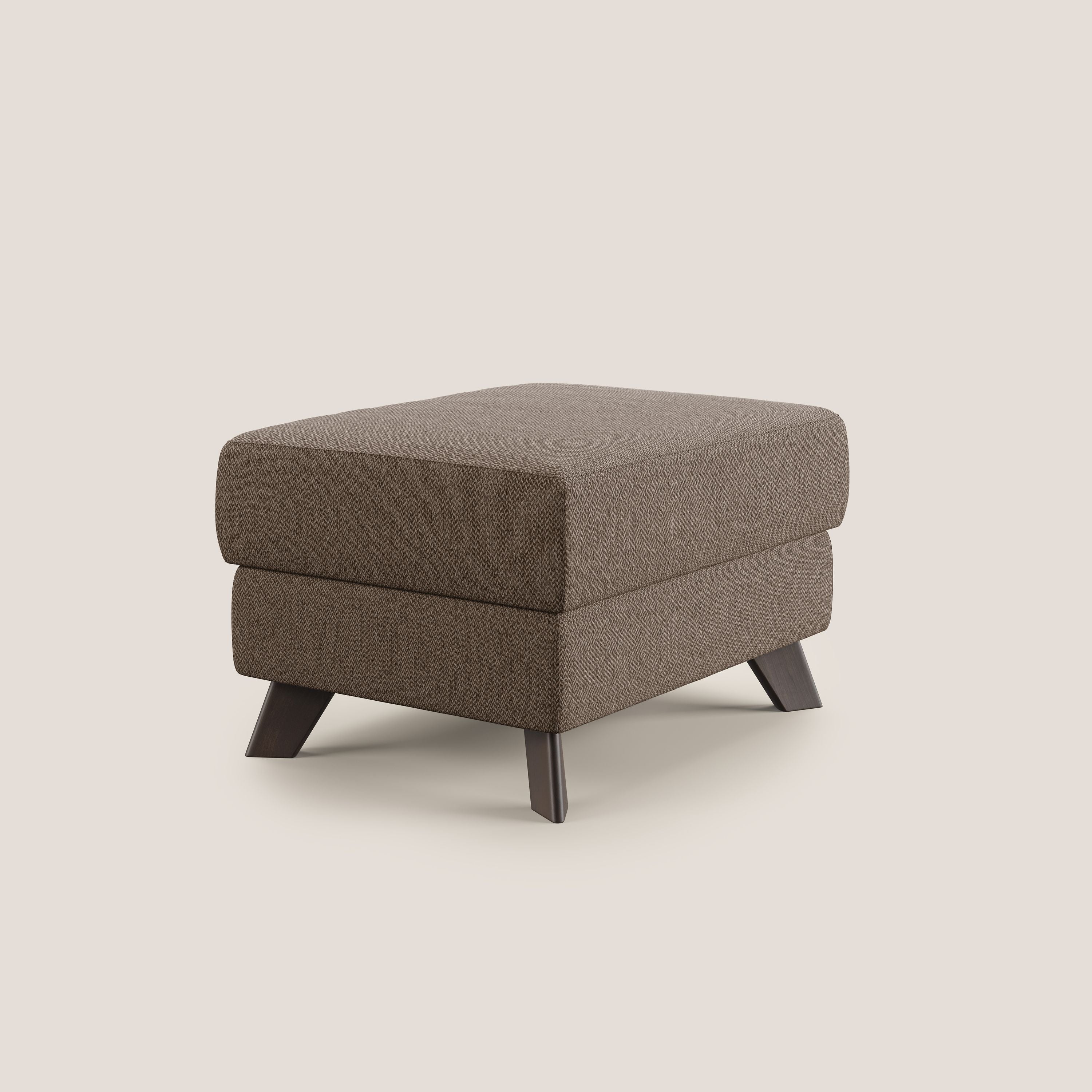 Moon Pouf contenitore e piedini alti in tessuto smacchiabile con acqua T05 marrone - divani.store