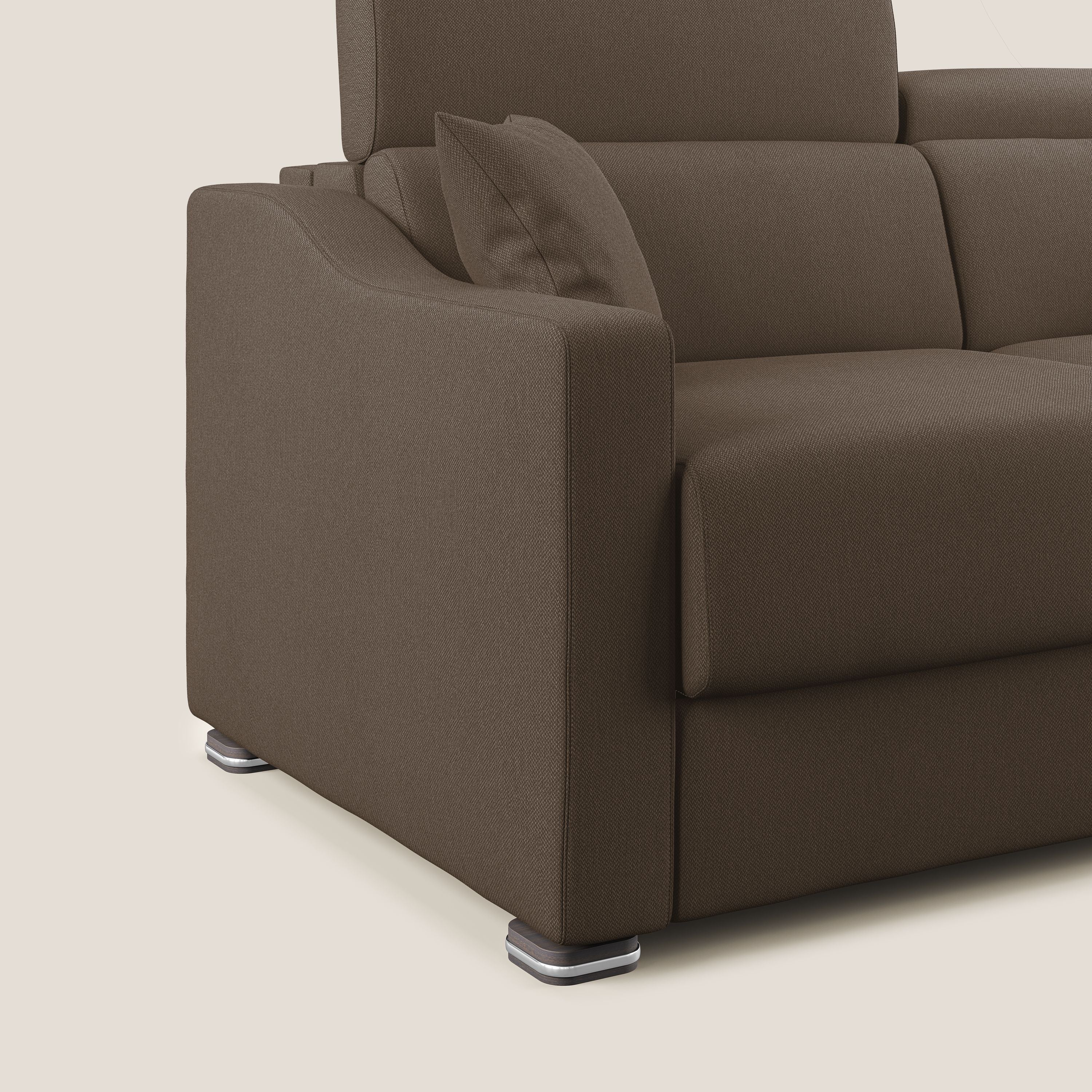 Amber divano letto matrimoniale in tessuto smacchiabile T05 marrone - divani.store