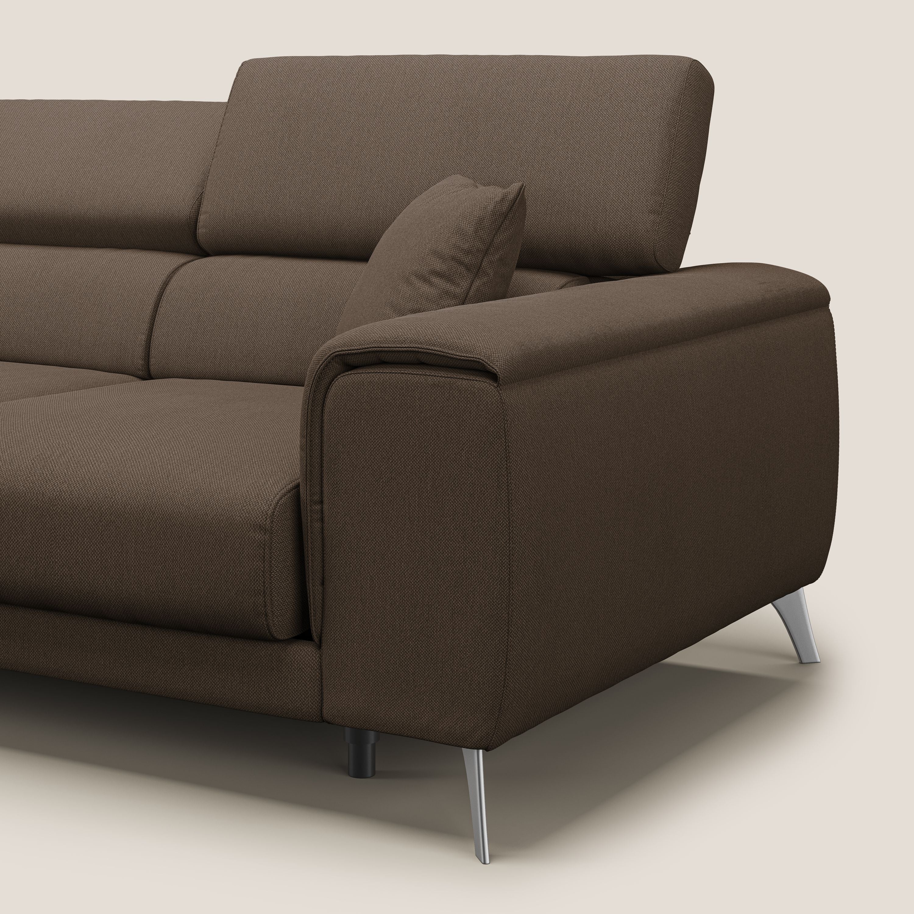 Fusion divano con 3 sedute allungabili in tessuto smacchiabile T05 marrone - divani.store