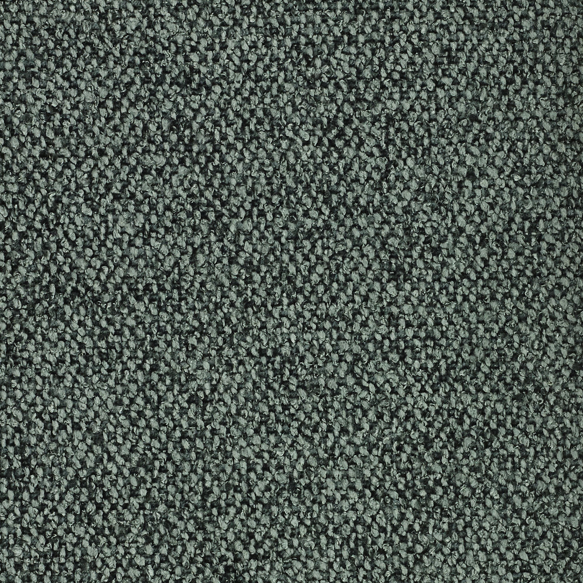 Primo piano di Personalizzazione in T33 di Divani.Store, un tappeto grigio scuro con pelo ad anello, dalla superficie densa e strutturata e dall'aspetto uniforme, impreziosito da sottili miscele di fibre grigie più chiare e più scure.