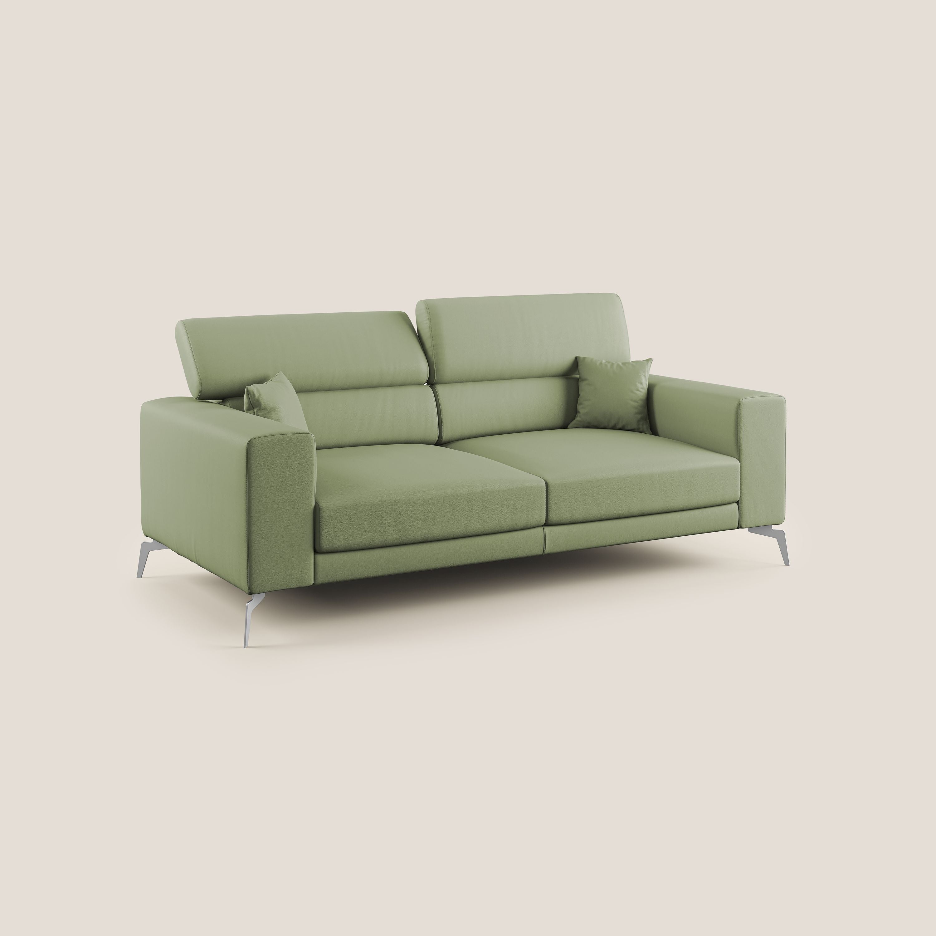 Blade Divano moderno con poggiatesta reclinabili in Ecopelle T04 verde - divani.store