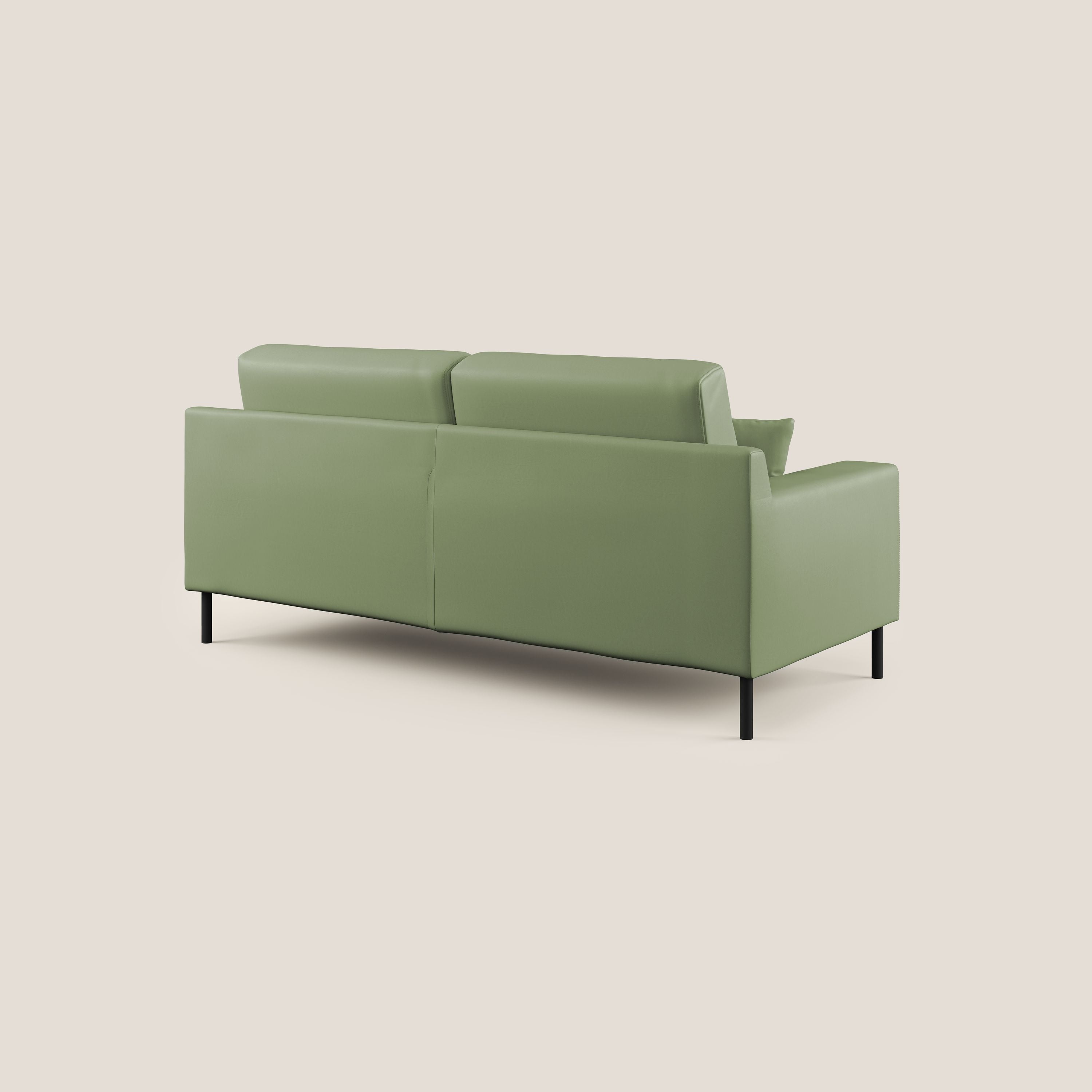 Uranio divano moderno lineare in Ecopelle impermeabile T04 verde - divani.store