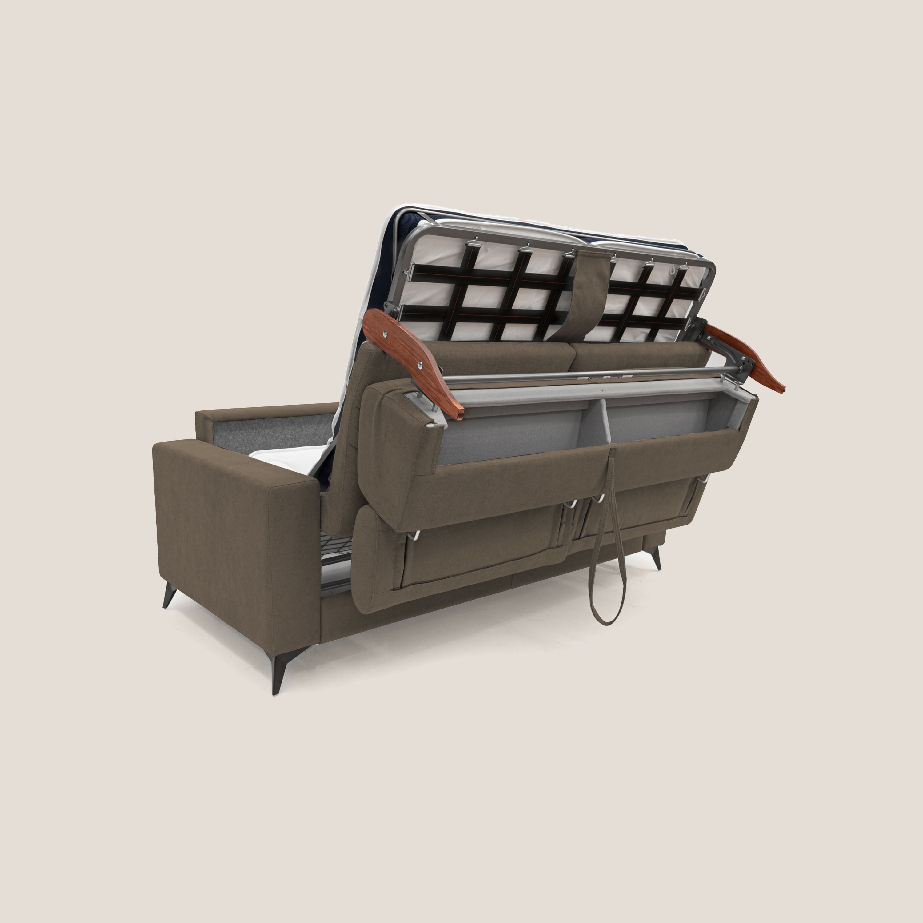Pegaso divano letto con poggiatesta reclinabili e rivestimento T02 marrone - divani.store