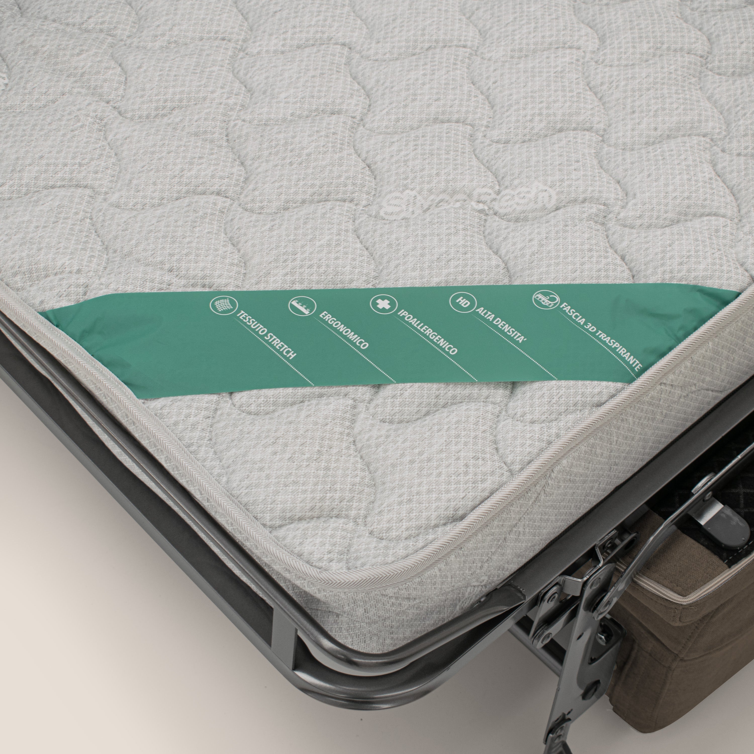 Bjorn divano letto sfoderabile con materasso H18 cm e poggiatesta reclinabili in tessuto impermeabile T02 marrone - divani.store