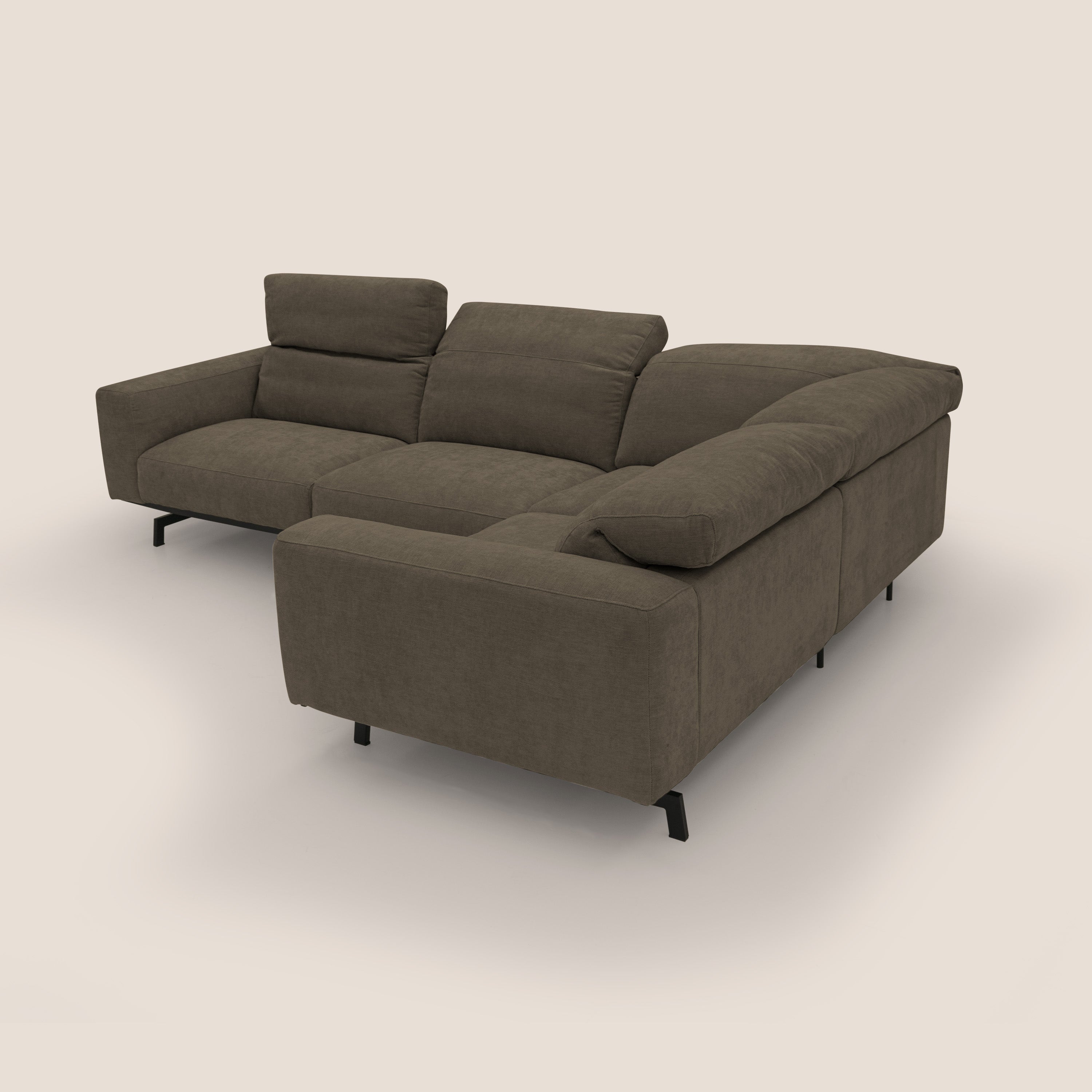 Sakura wendbares, modulares Ecksofa aus weichem, wasserfestem geflammtem Stoff T14 braun