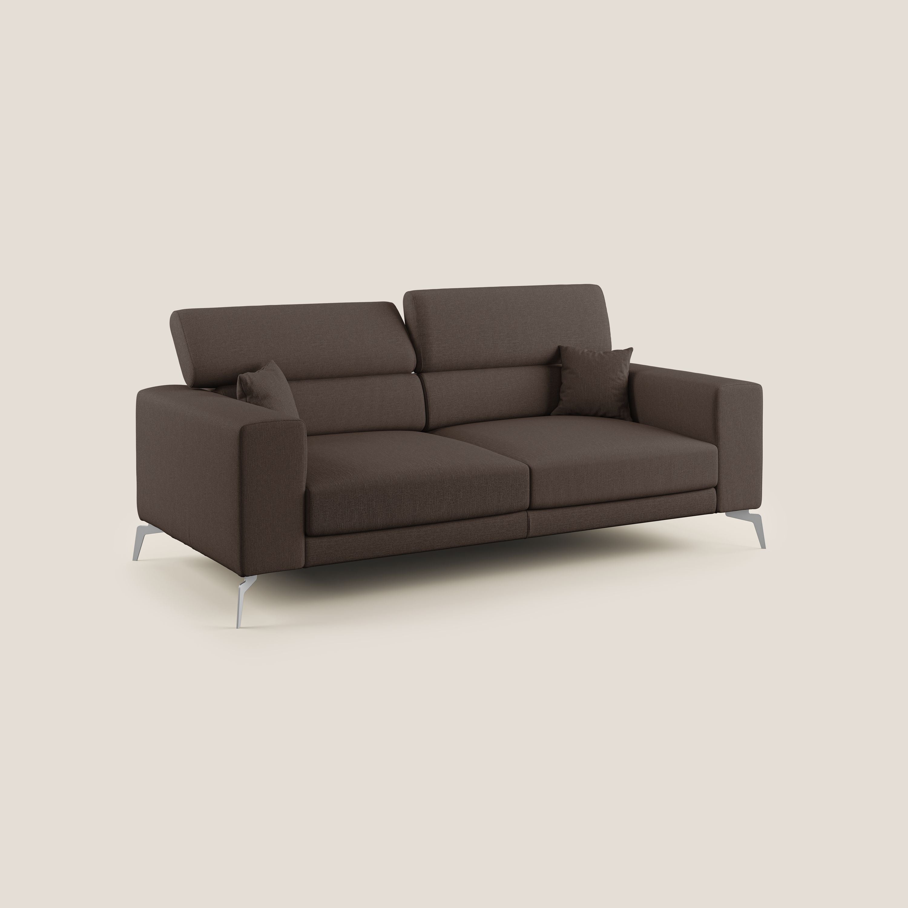 Blade Divano con poggiatesta reclinabili in tessuto impermeabile misto cotone T13 marrone - divani.store