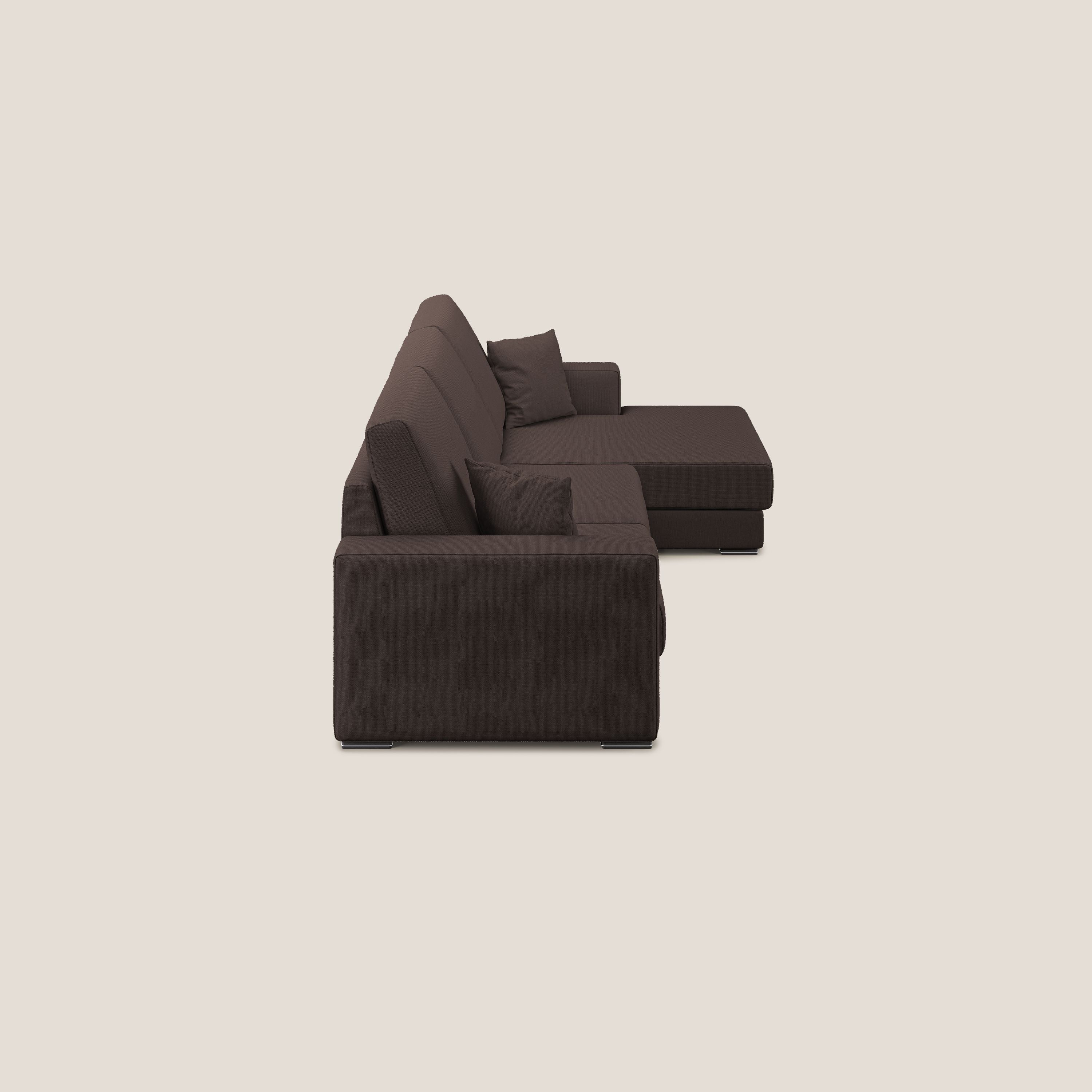 Marte divano angolare in tessuto smacchiabile impermeabile T08 marrone - divani.store