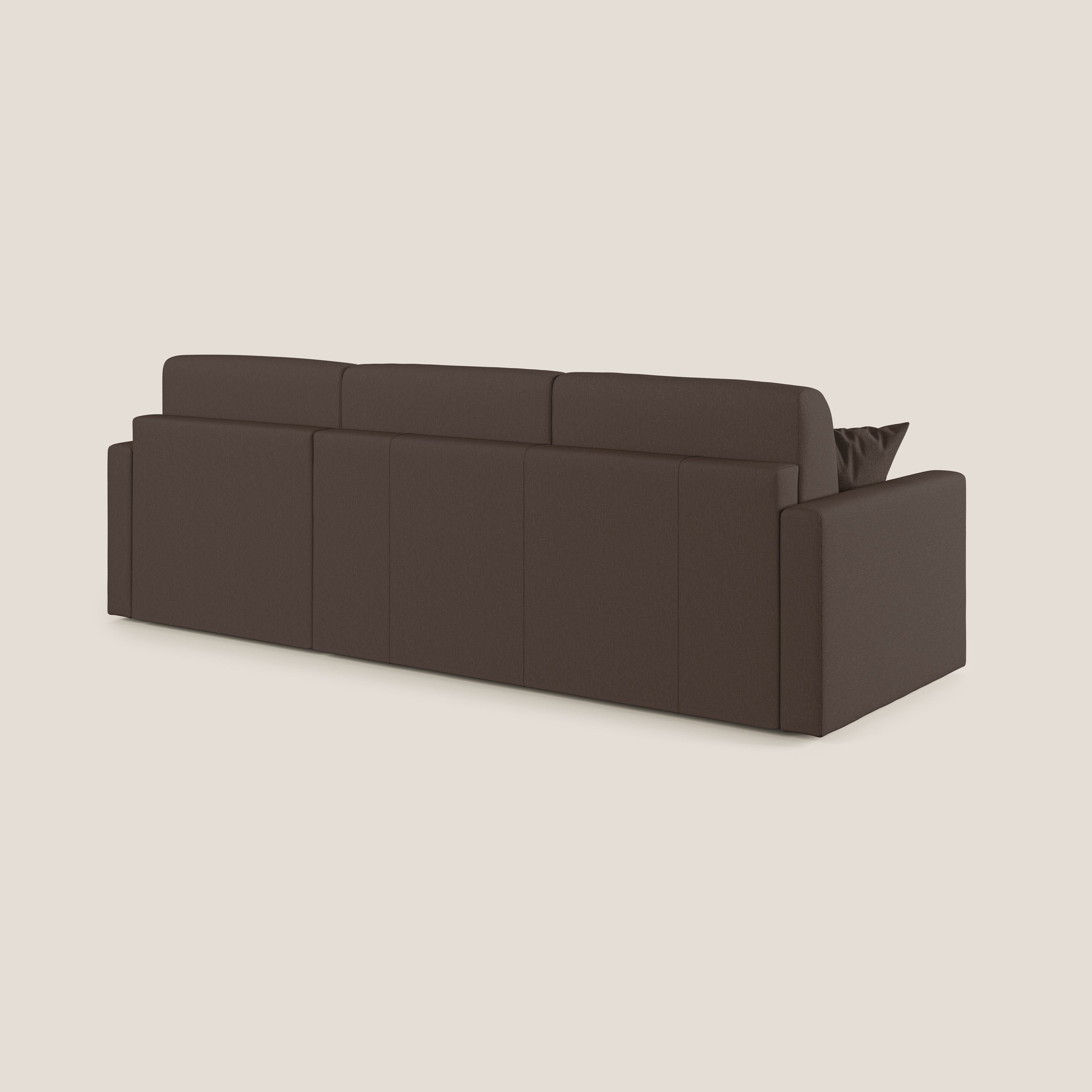 Chris Divano letto angolare 5 posti in tessuto impermeabile T13 marrone - divani.store