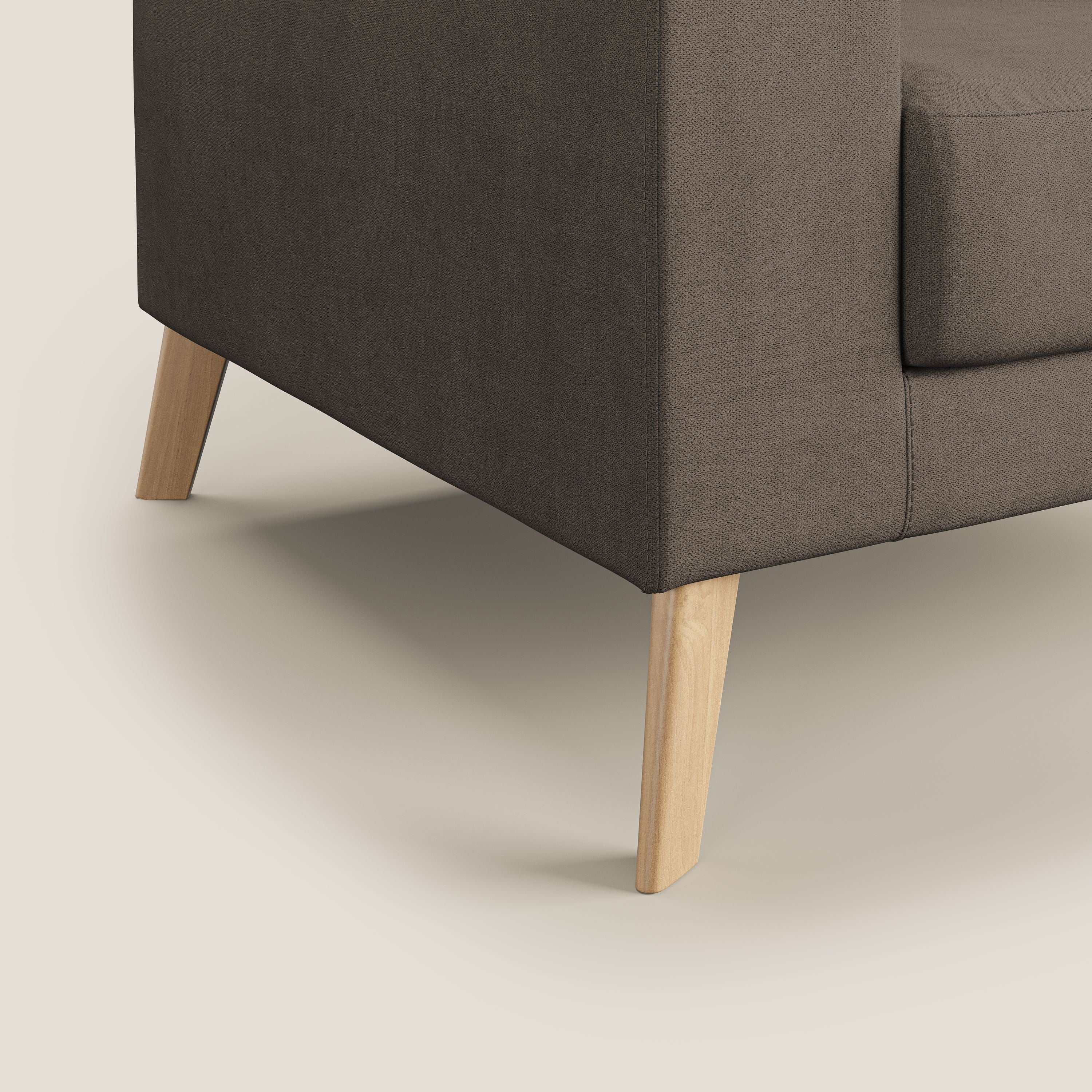 Danish poltroncina in tessuto morbido impermeabile T02 marrone - divani.store