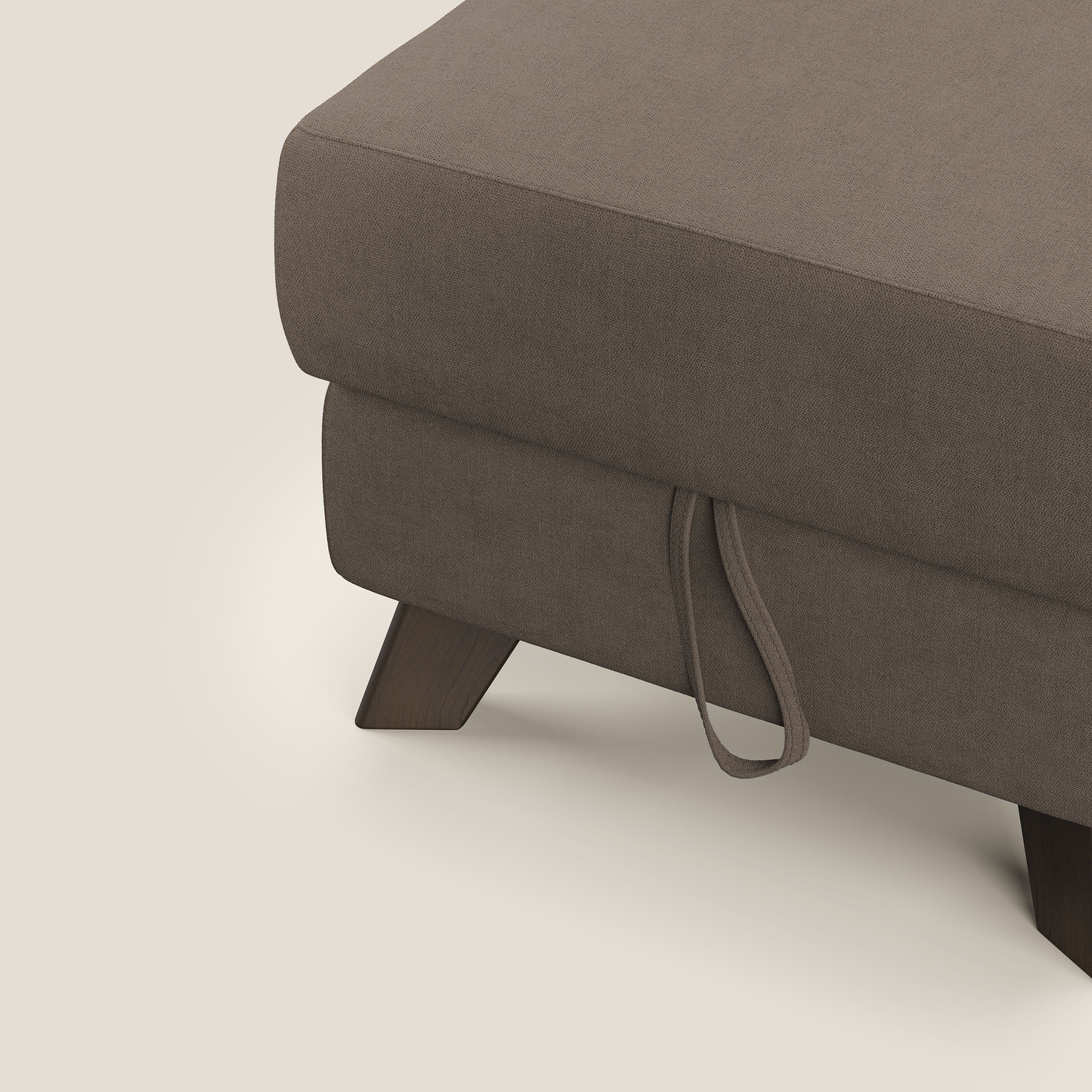 Moon Pouf contenitore e piedini alti in tessuto morbido impermeabile T02 marrone - divani.store