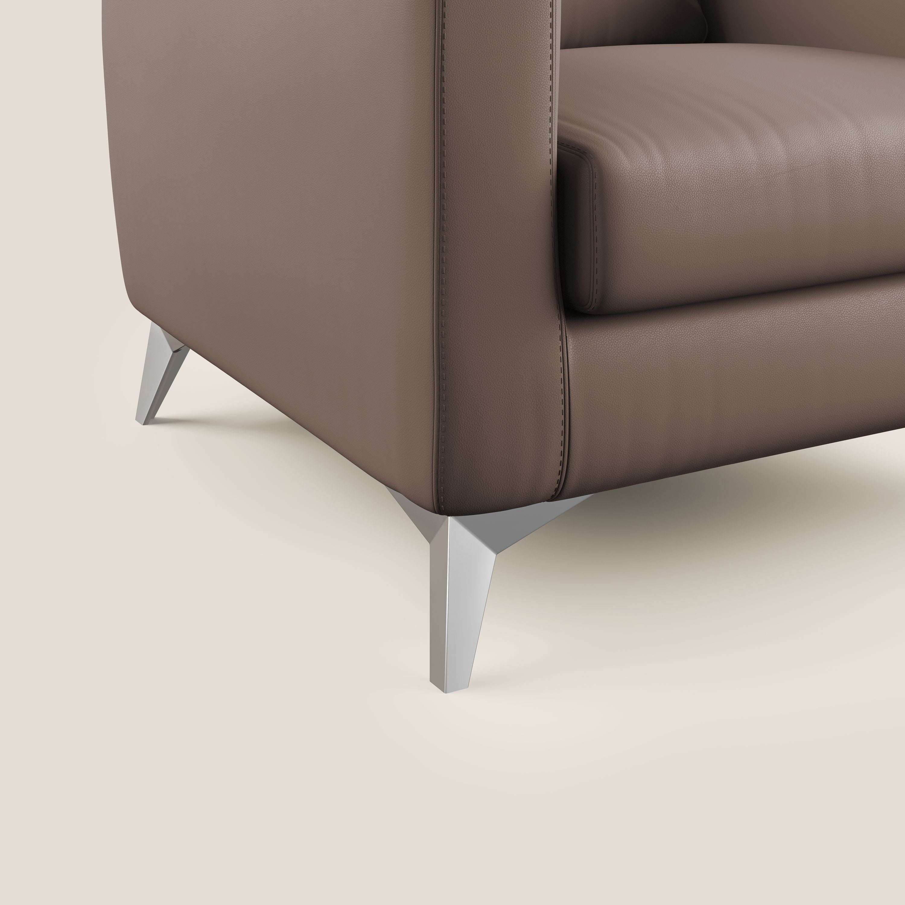 Orione Poltroncina in ecopelle moderna e impermeabile T04 marrone - divani.store