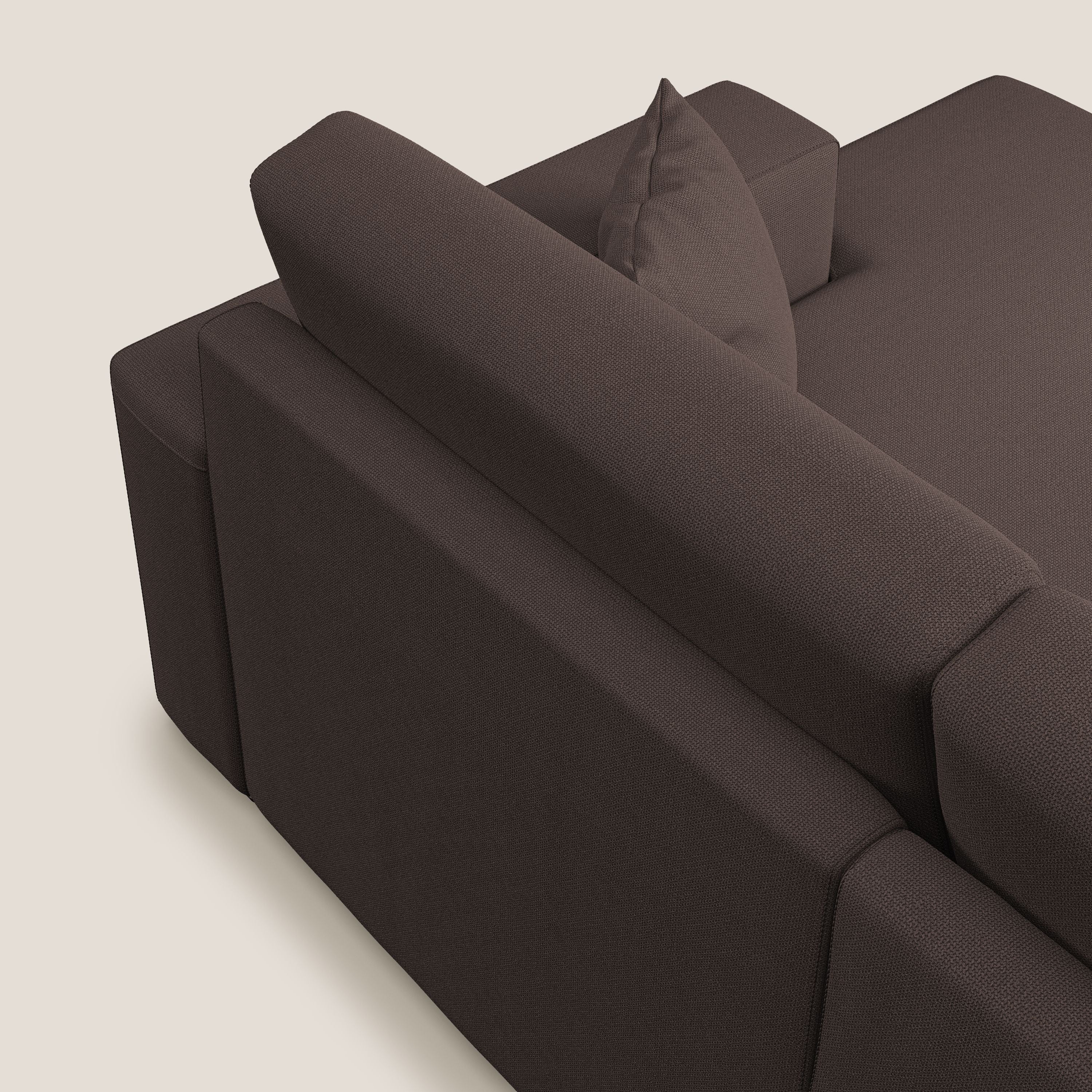 Marte divano angolare in tessuto smacchiabile impermeabile T08 marrone - divani.store