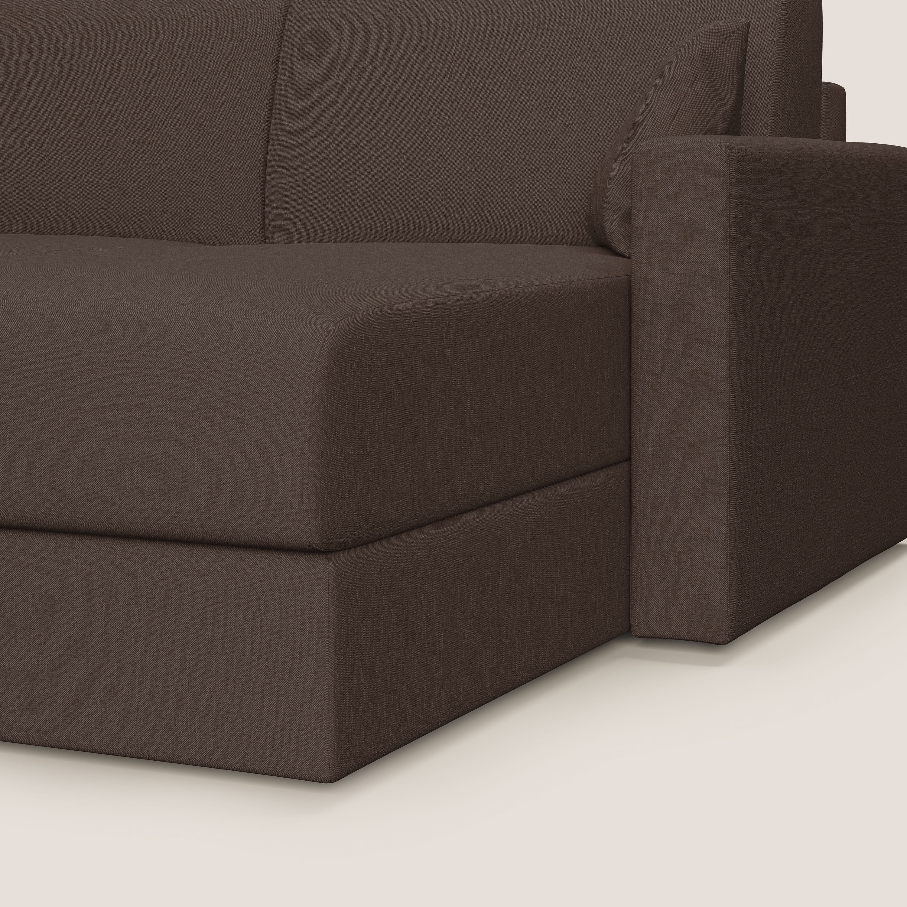 Chris Divano letto angolare 5 posti in tessuto impermeabile T13 marrone - divani.store
