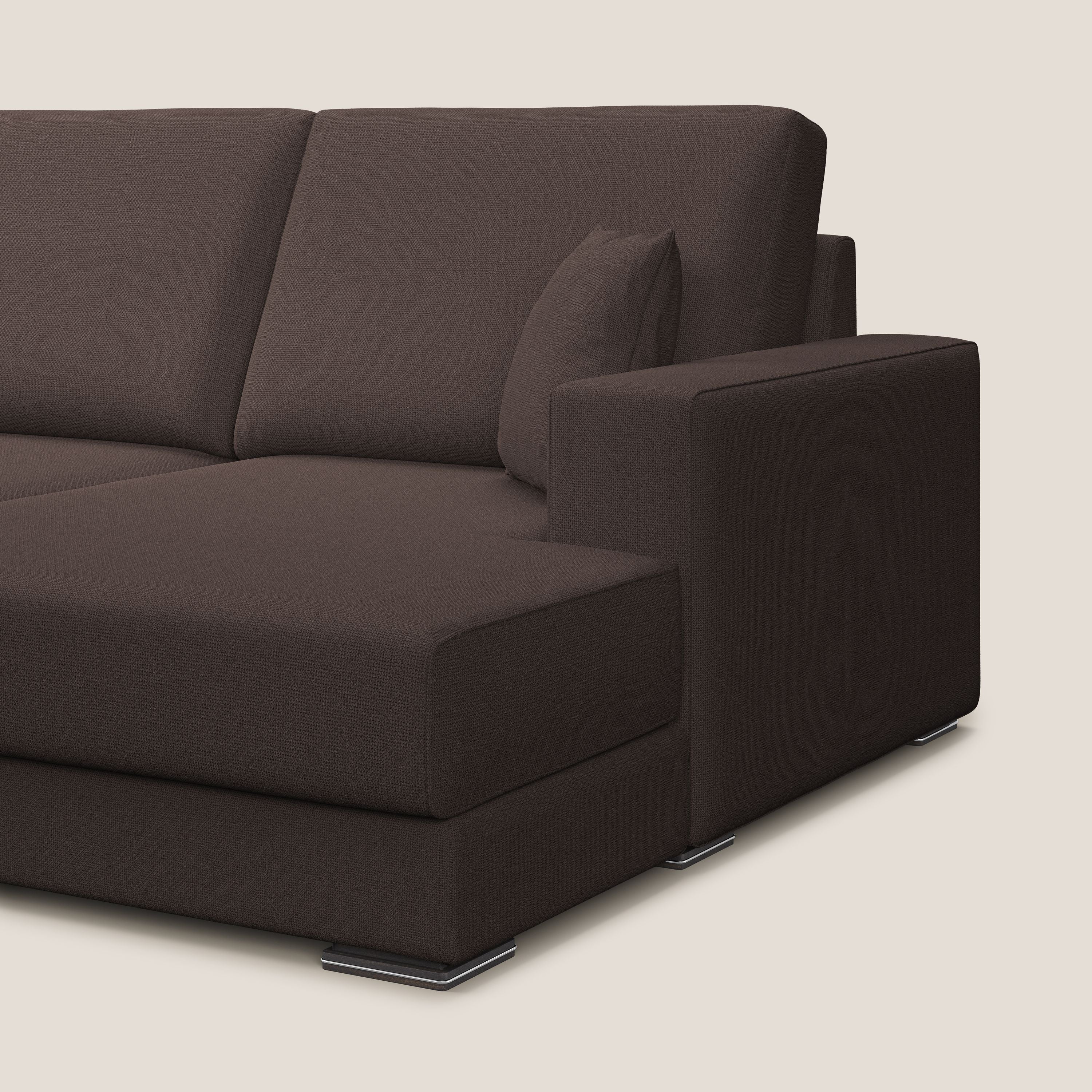 Marte divano angolare in tessuto smacchiabile impermeabile T08 marrone - divani.store