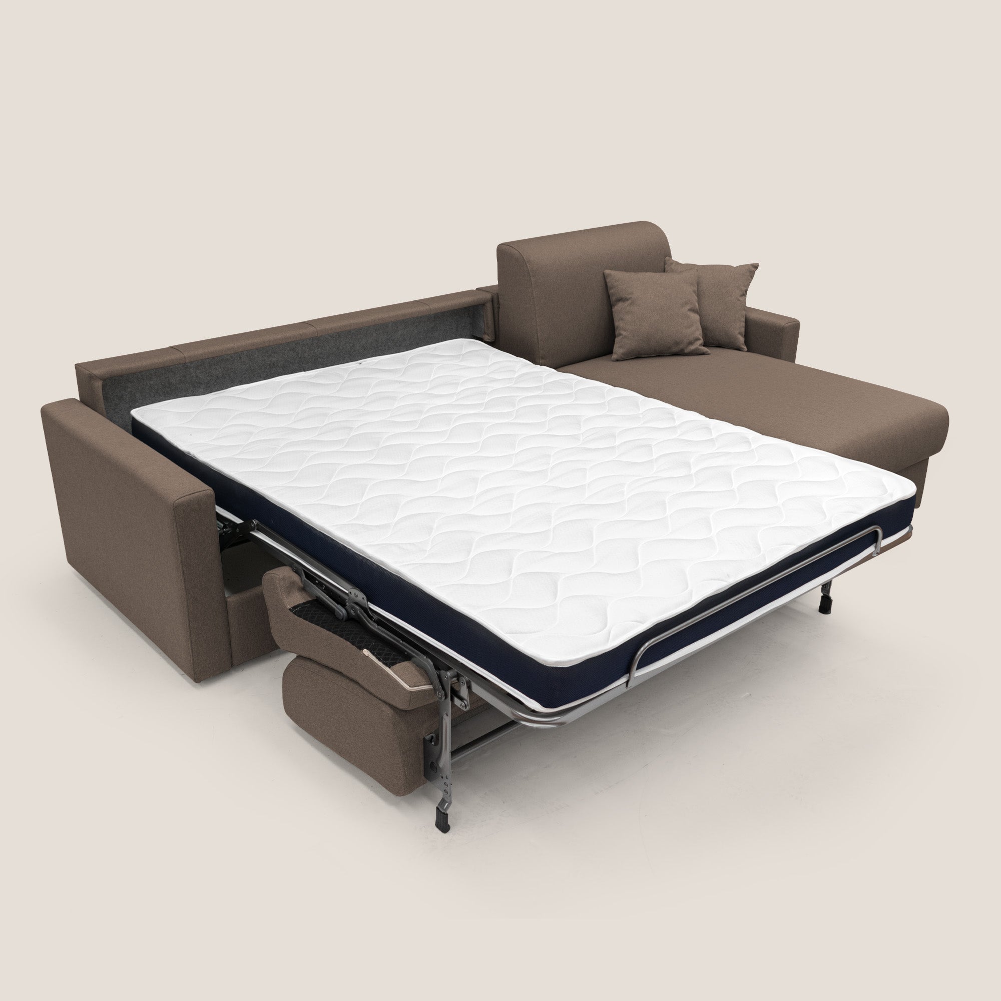 Chris Divano letto angolare 5 posti in tessuto impermeabile T13 marrone - divani.store