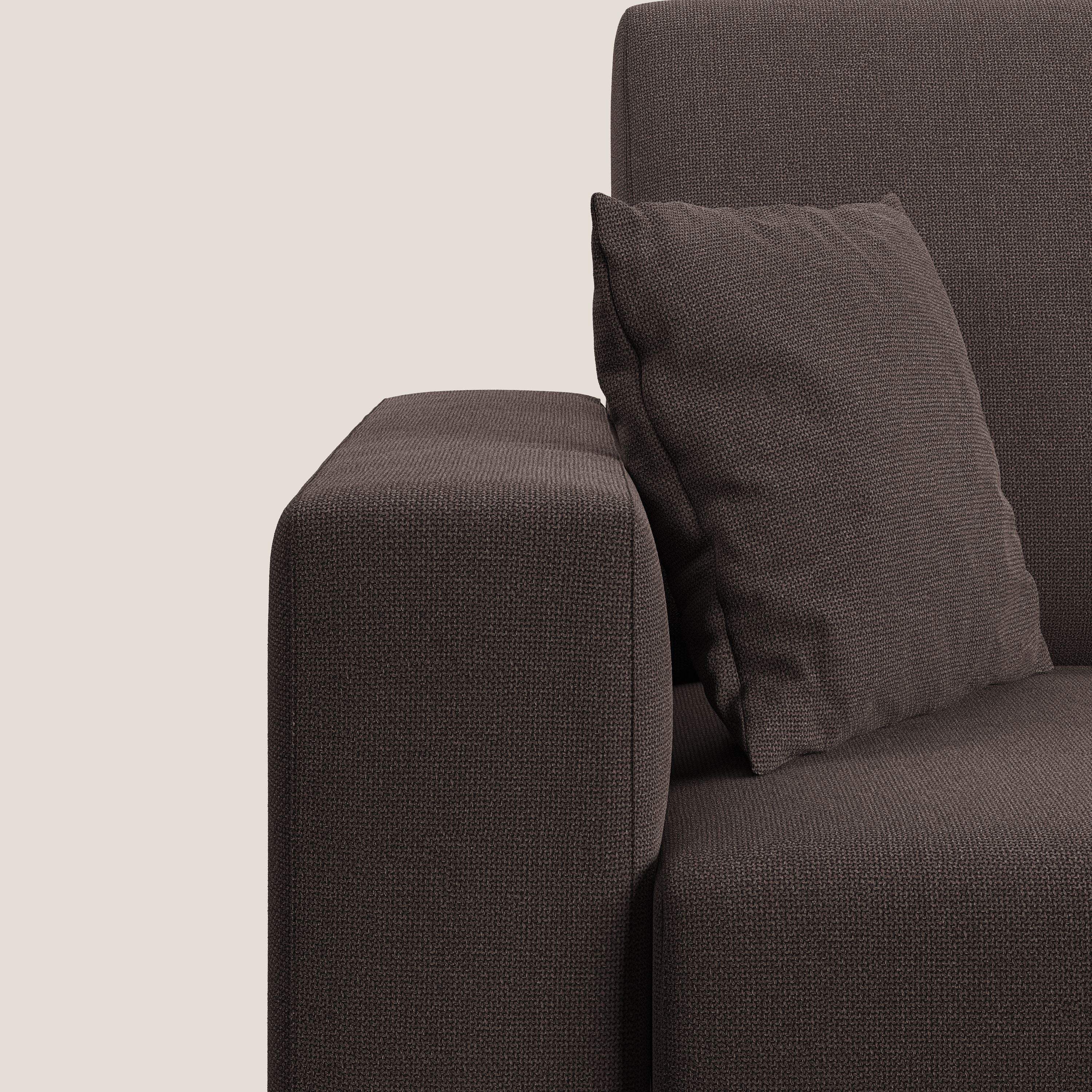 Marte divano angolare in tessuto smacchiabile impermeabile T08 marrone - divani.store