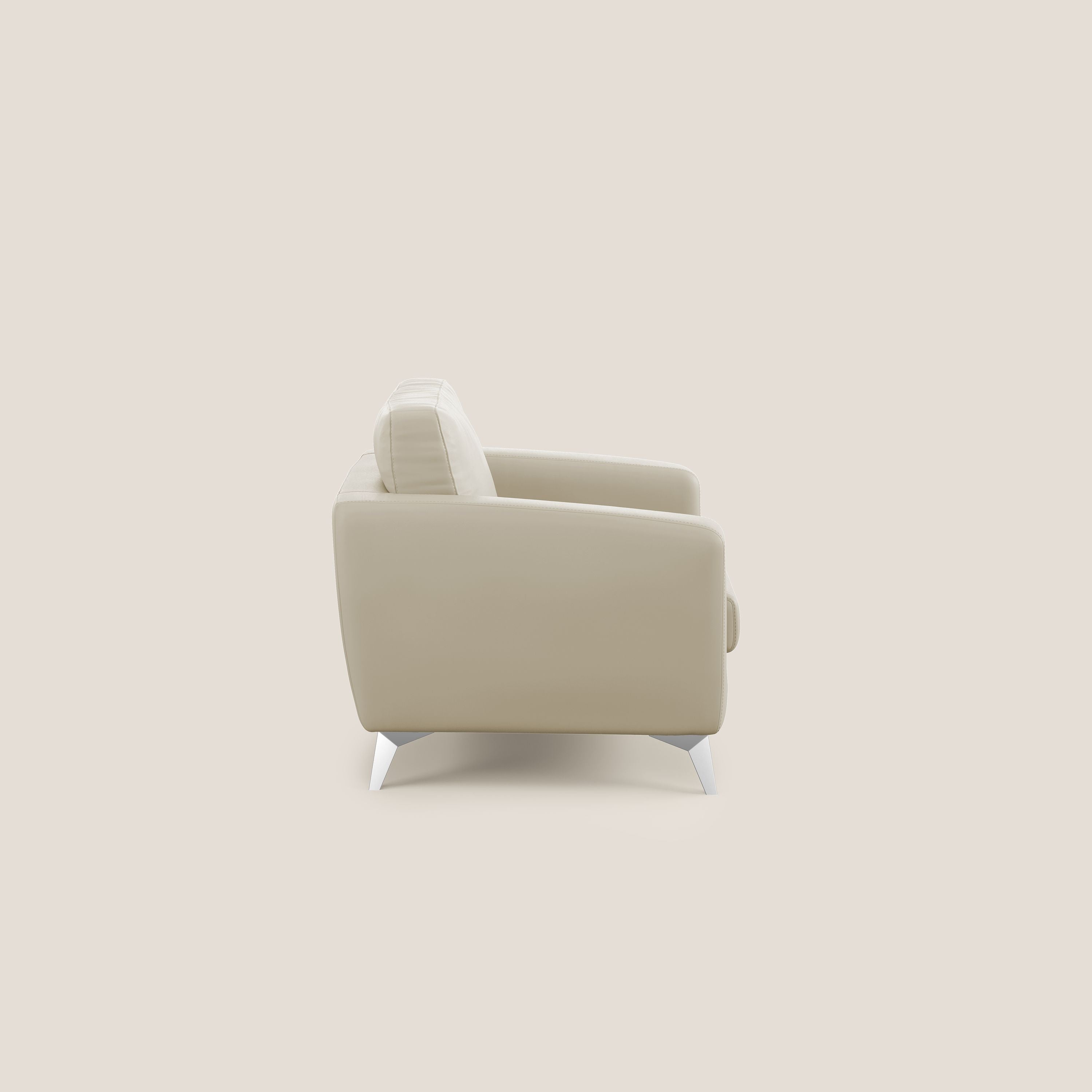 Orione Poltroncina in ecopelle moderna e impermeabile T04 panna - divani.store