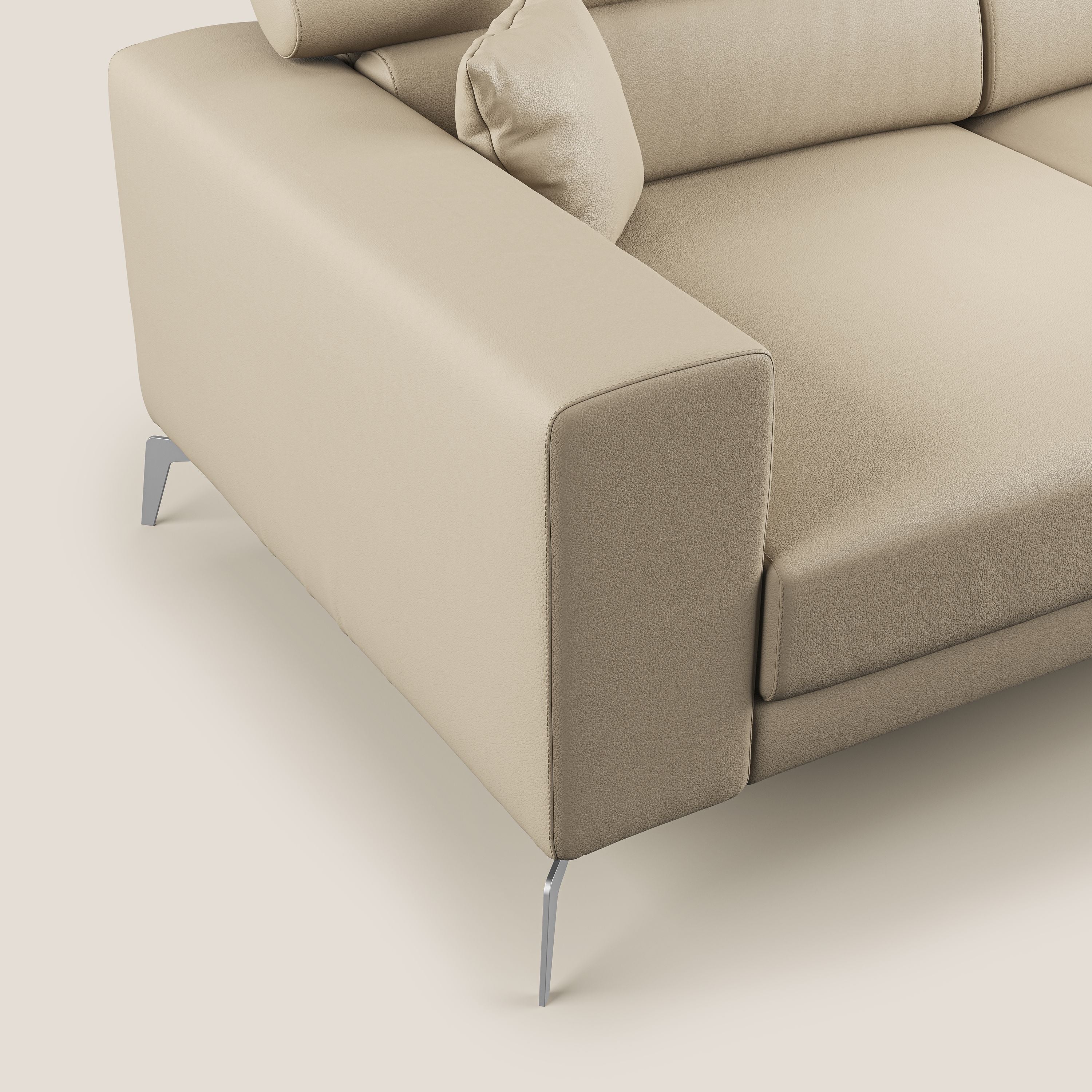 Blade Divano moderno con poggiatesta reclinabili in Ecopelle T04 panna - divani.store