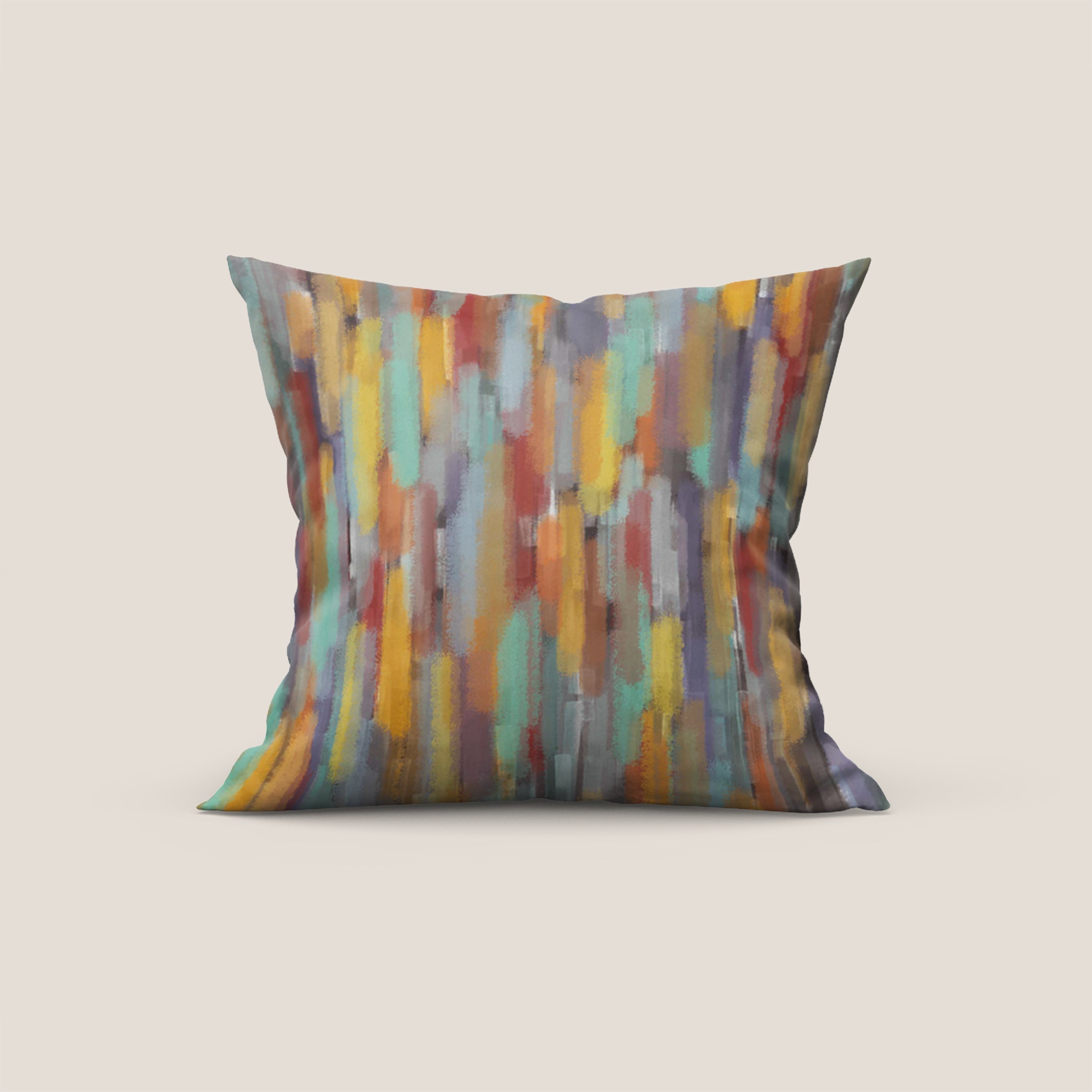 Brush-line collezione cuscini a fantasie multicolor in velluto impermeabile giallo - divani.store