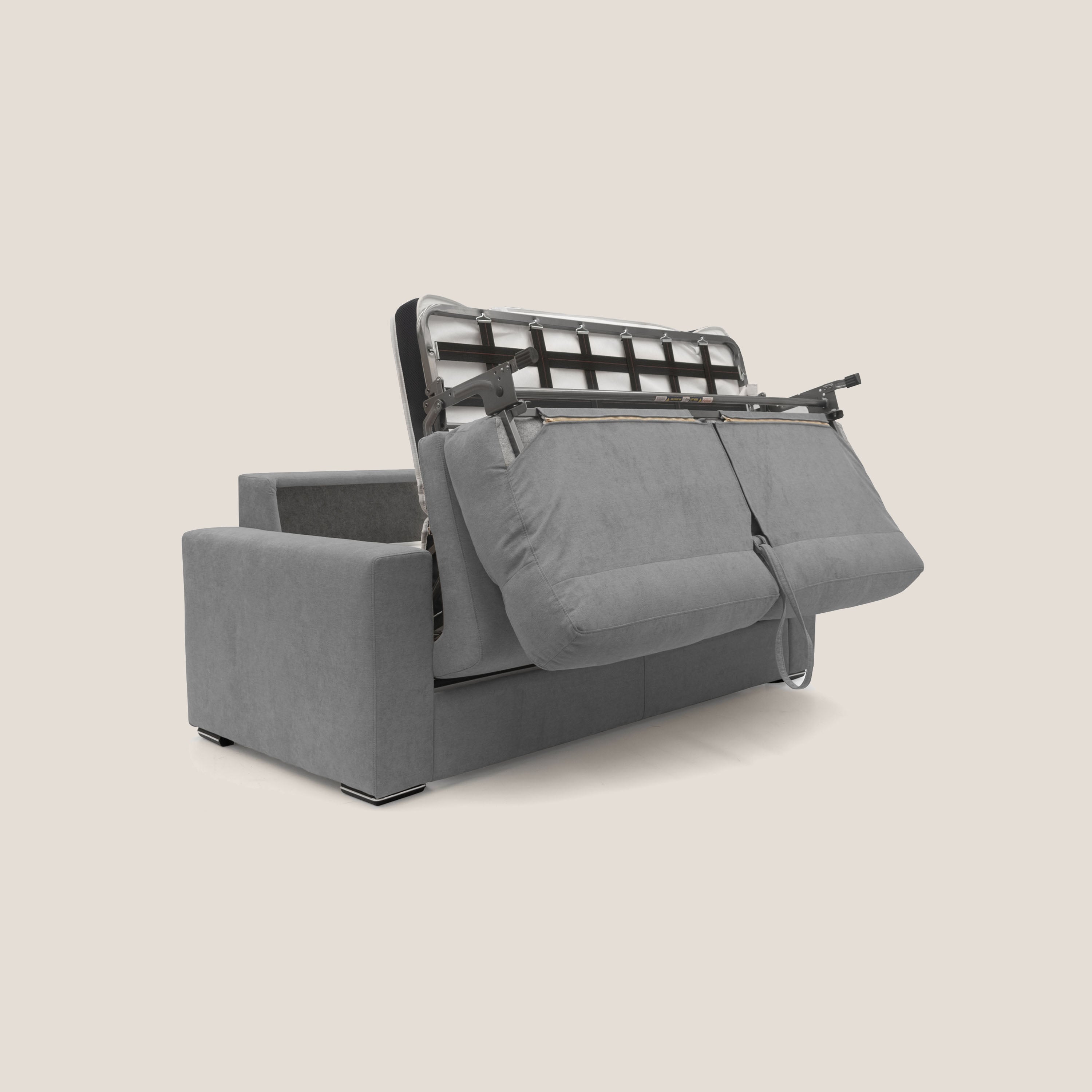 Nikita Divano letto matrimoniale con schienale morbido alto e rivestimento T02 grigio - divani.store