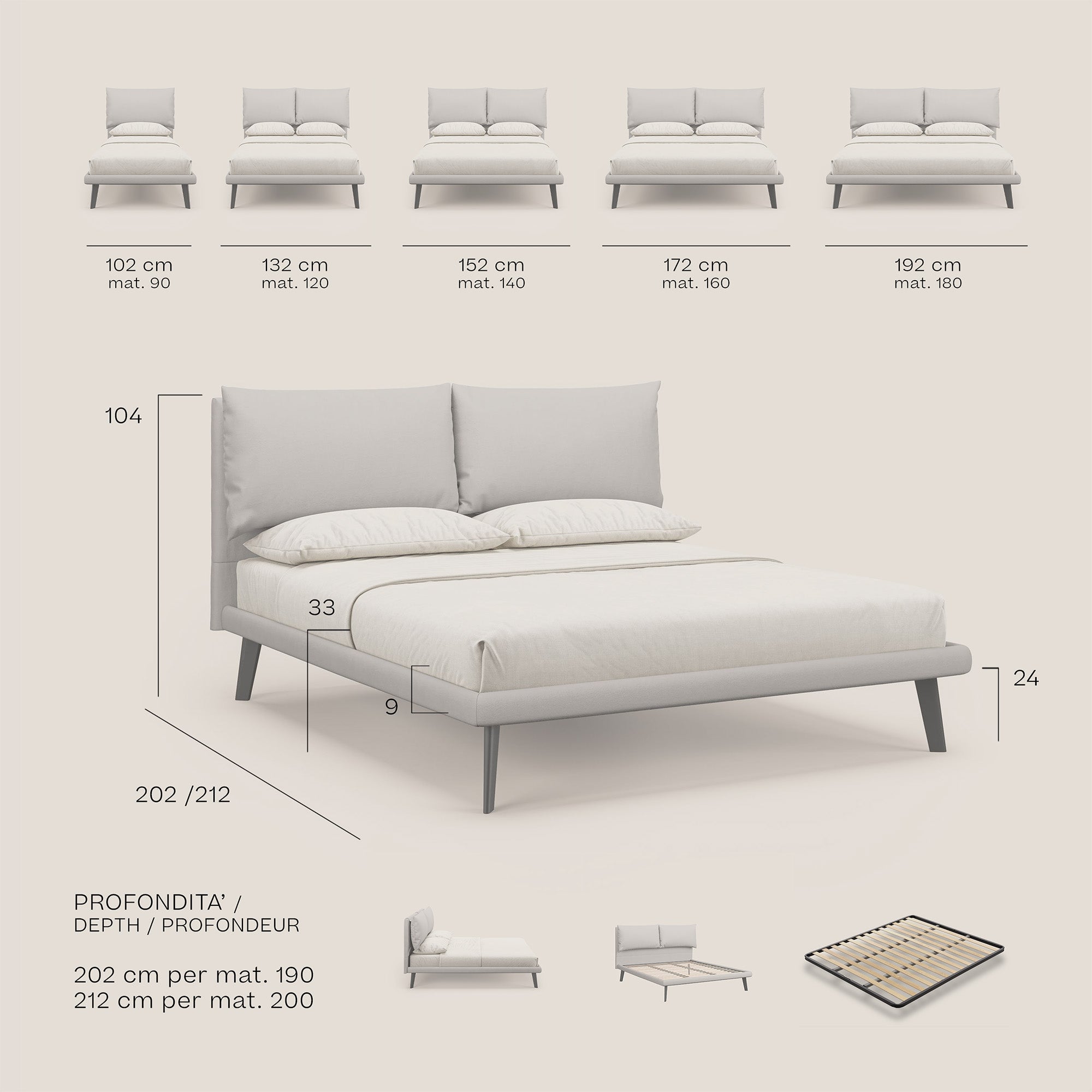 Astrid letto imbottito con piedi in legno in microfibra smacchiabile T11 rosso - divani.store