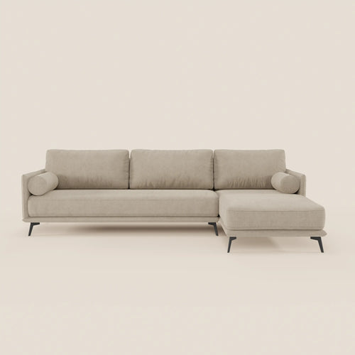 Basalto Divano moderno angolare con penisola - base in metallo e cuscini in piuma in tessuto smacchiabile T31 - divani.store