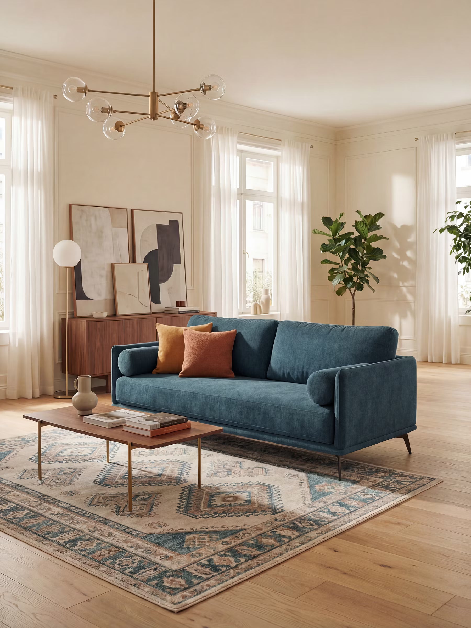 Basalto lineares Sofa mit 2, 3 und 4 Sitzplätzen mit einteiliger Sitzfläche und Metallgestell aus fleckenabweisendem Stoff T31