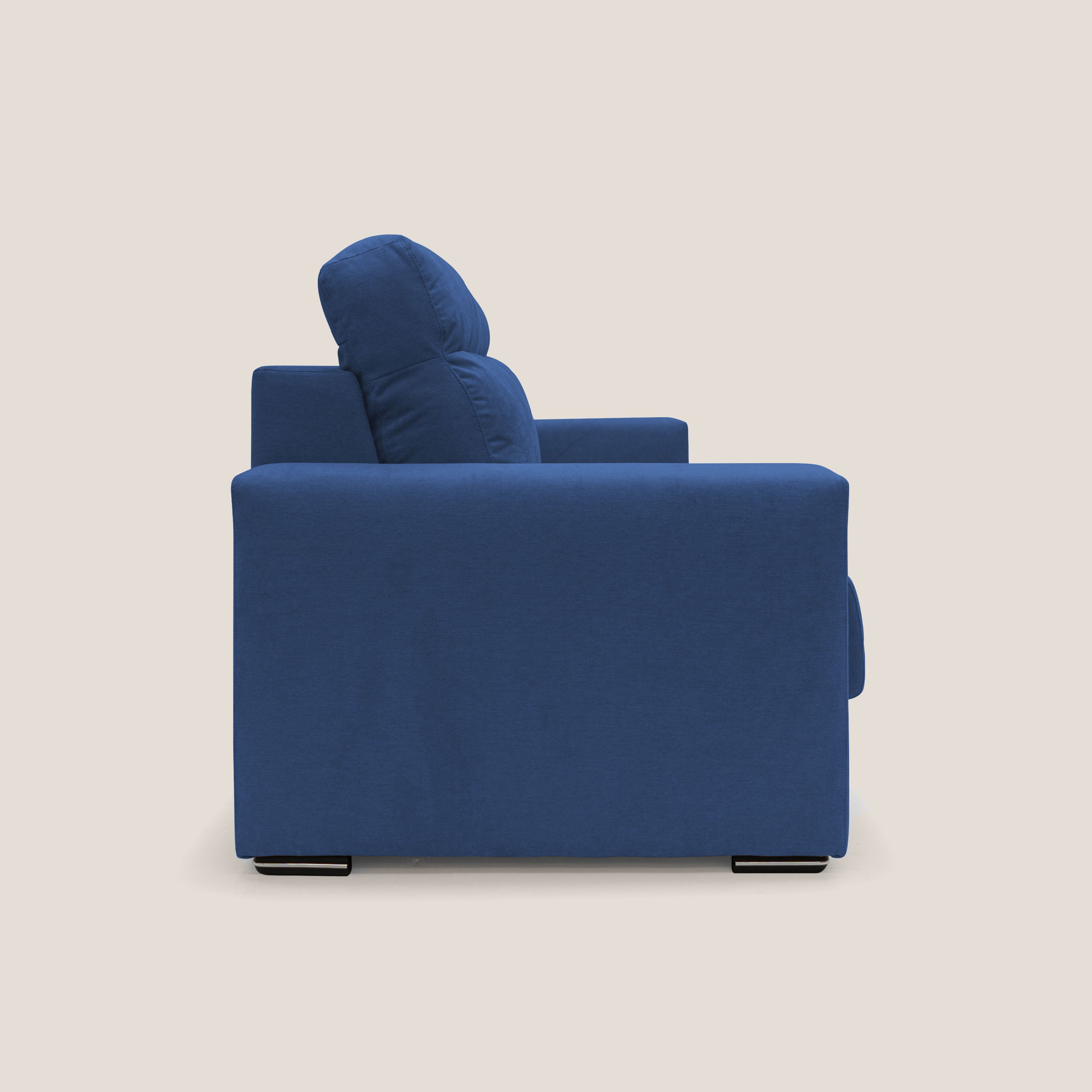 Nikita Divano letto matrimoniale con schienale morbido alto e rivestimento T02 blu - divani.store