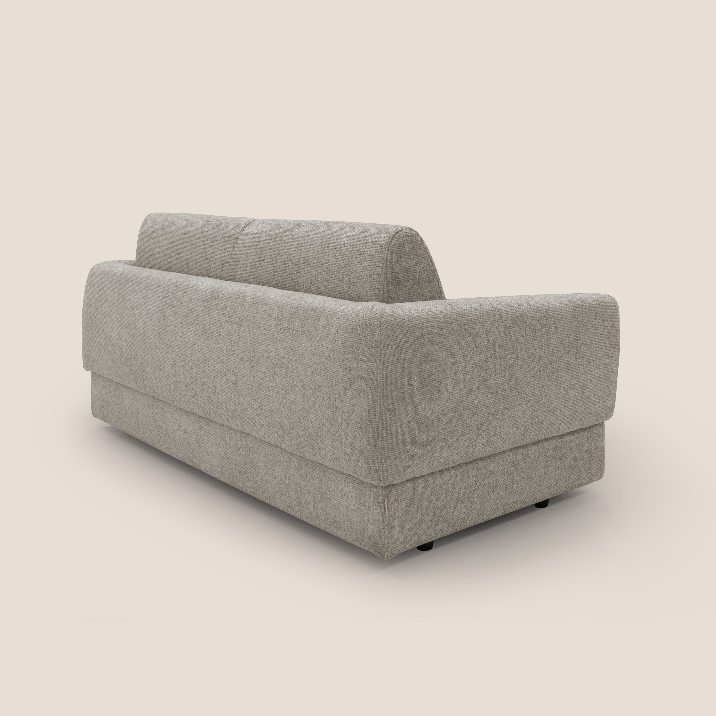 Happy Divano letto matrimoniale con materasso h18 cm in tessuto impermeabile T10 tortora - divani.store