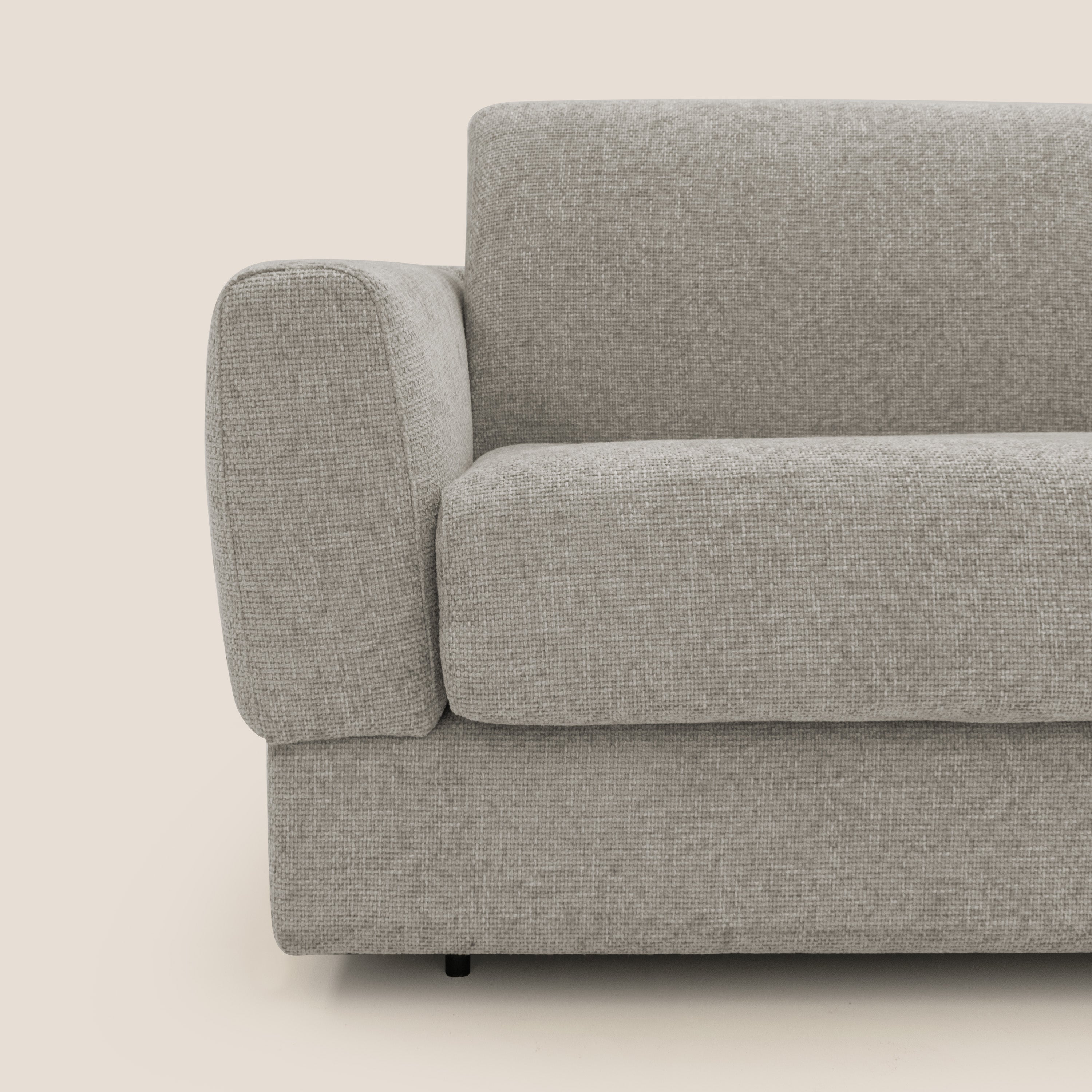 Happy Divano letto matrimoniale con materasso h18 cm in tessuto impermeabile T10 tortora - divani.store