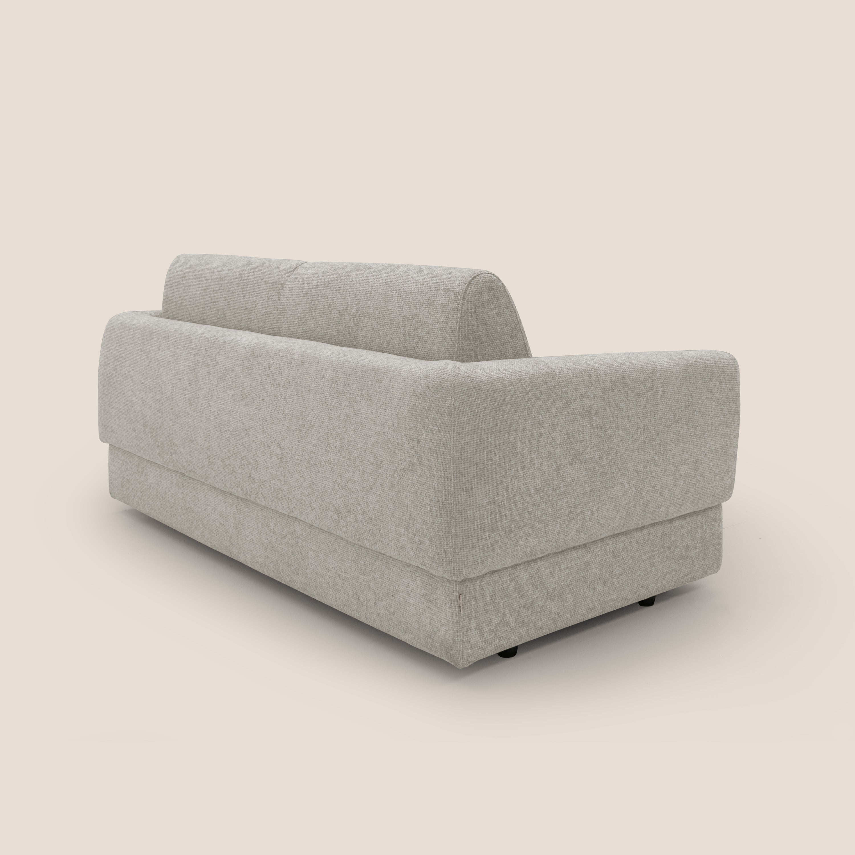 Happy Divano letto matrimoniale con materasso h18 cm in tessuto impermeabile T10 panna - divani.store