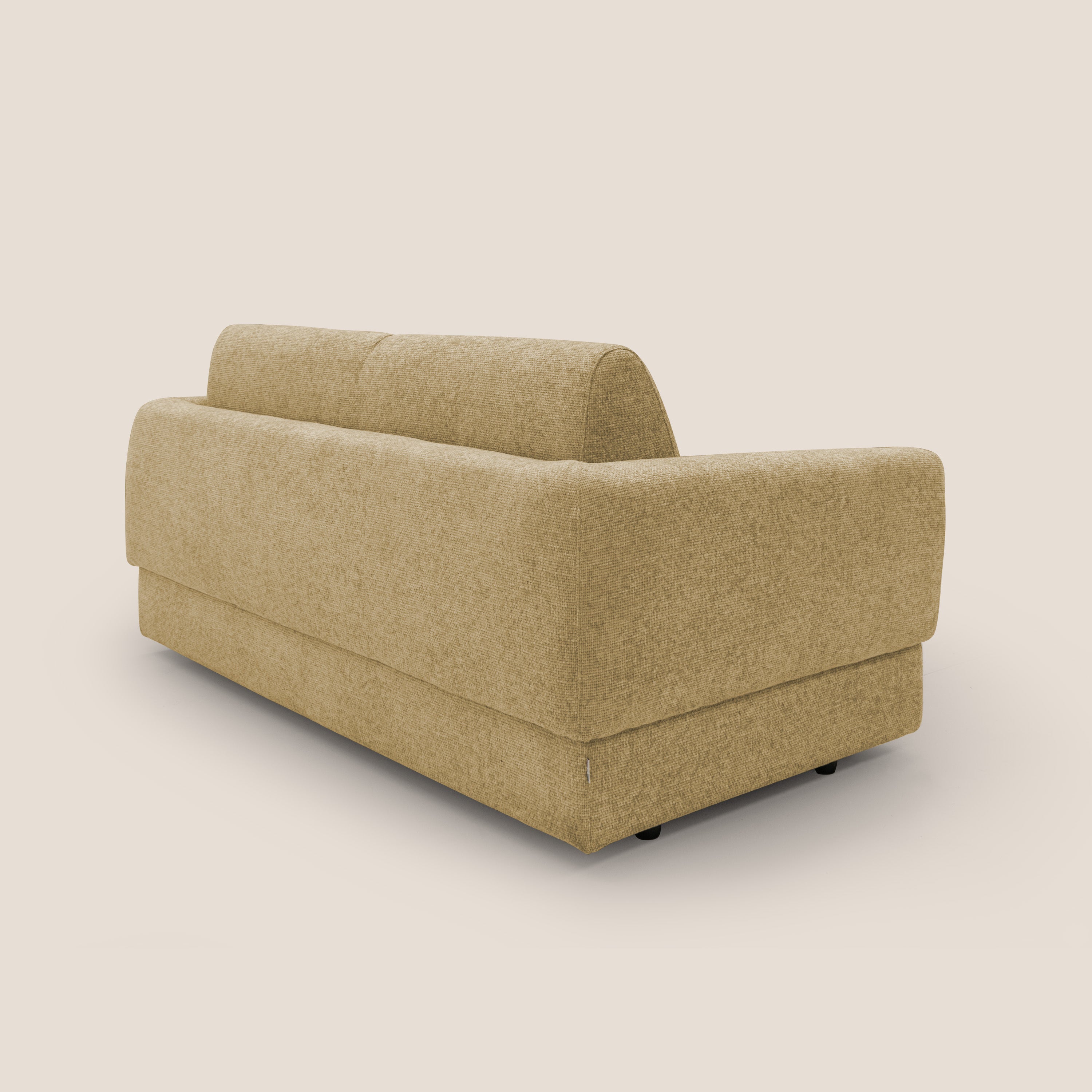 Happy Divano letto matrimoniale con materasso h18 cm in tessuto impermeabile T10 giallo - divani.store