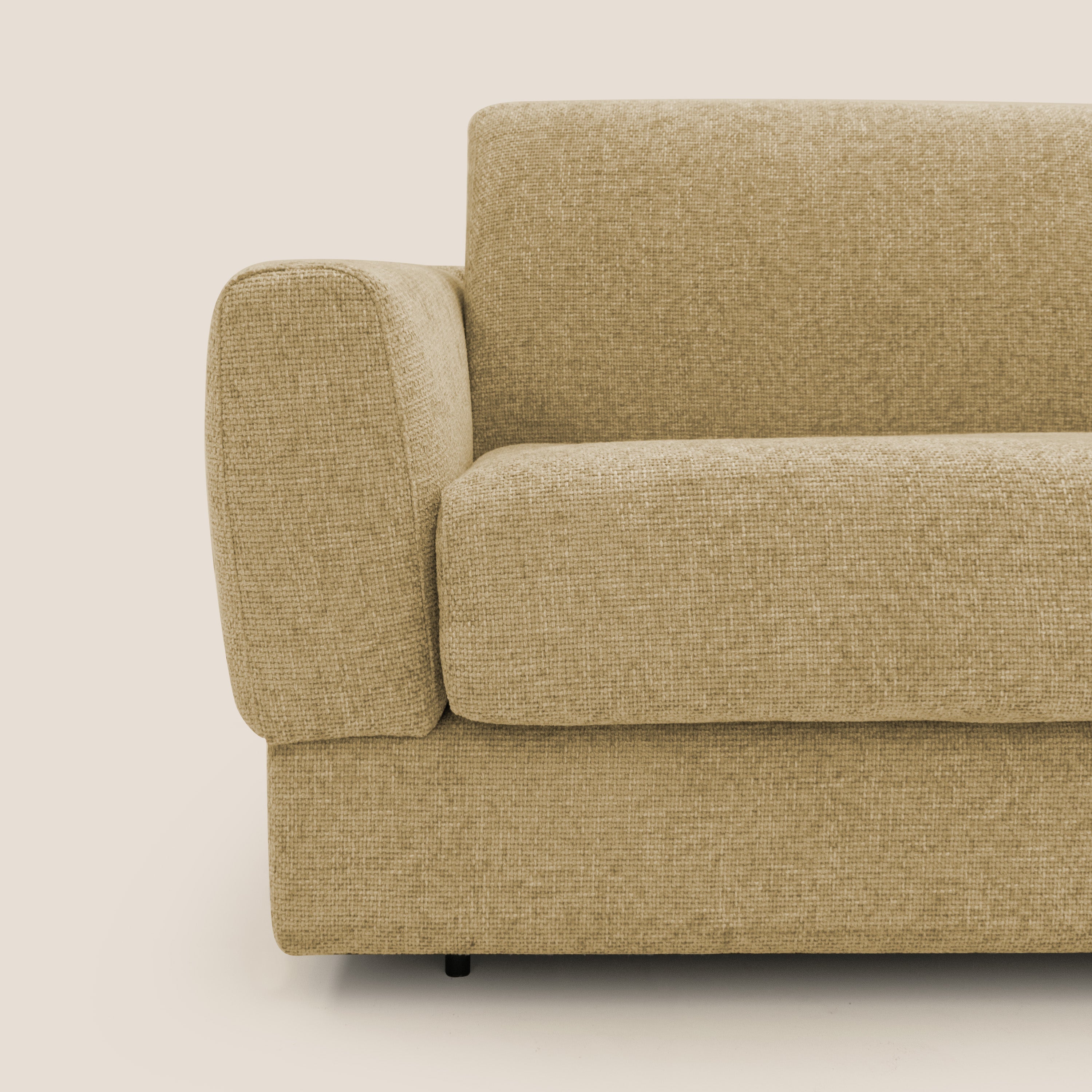 Happy Divano letto matrimoniale con materasso h18 cm in tessuto impermeabile T10 giallo - divani.store