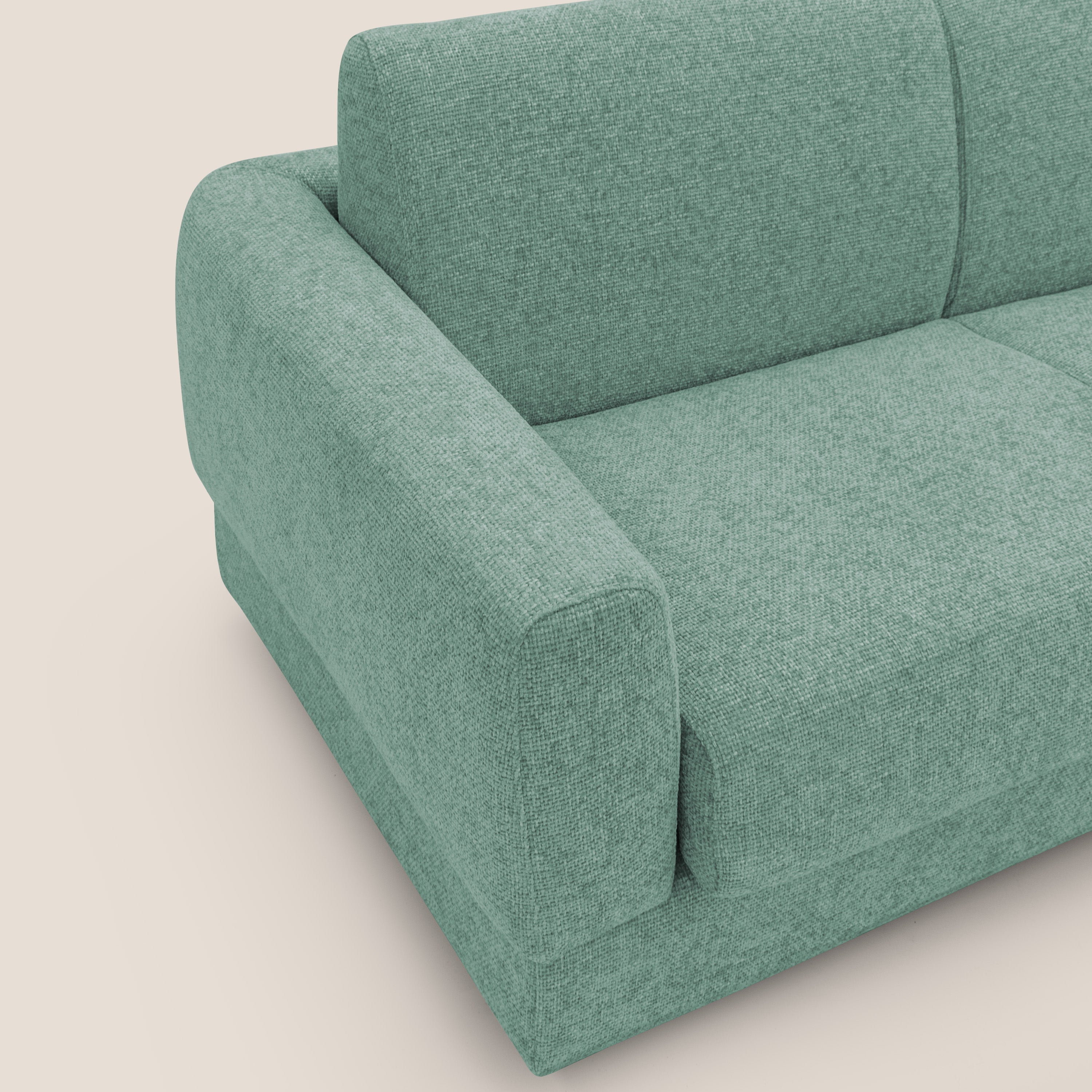 Happy Divano letto matrimoniale con materasso h18 cm in tessuto impermeabile T10 salvia - divani.store