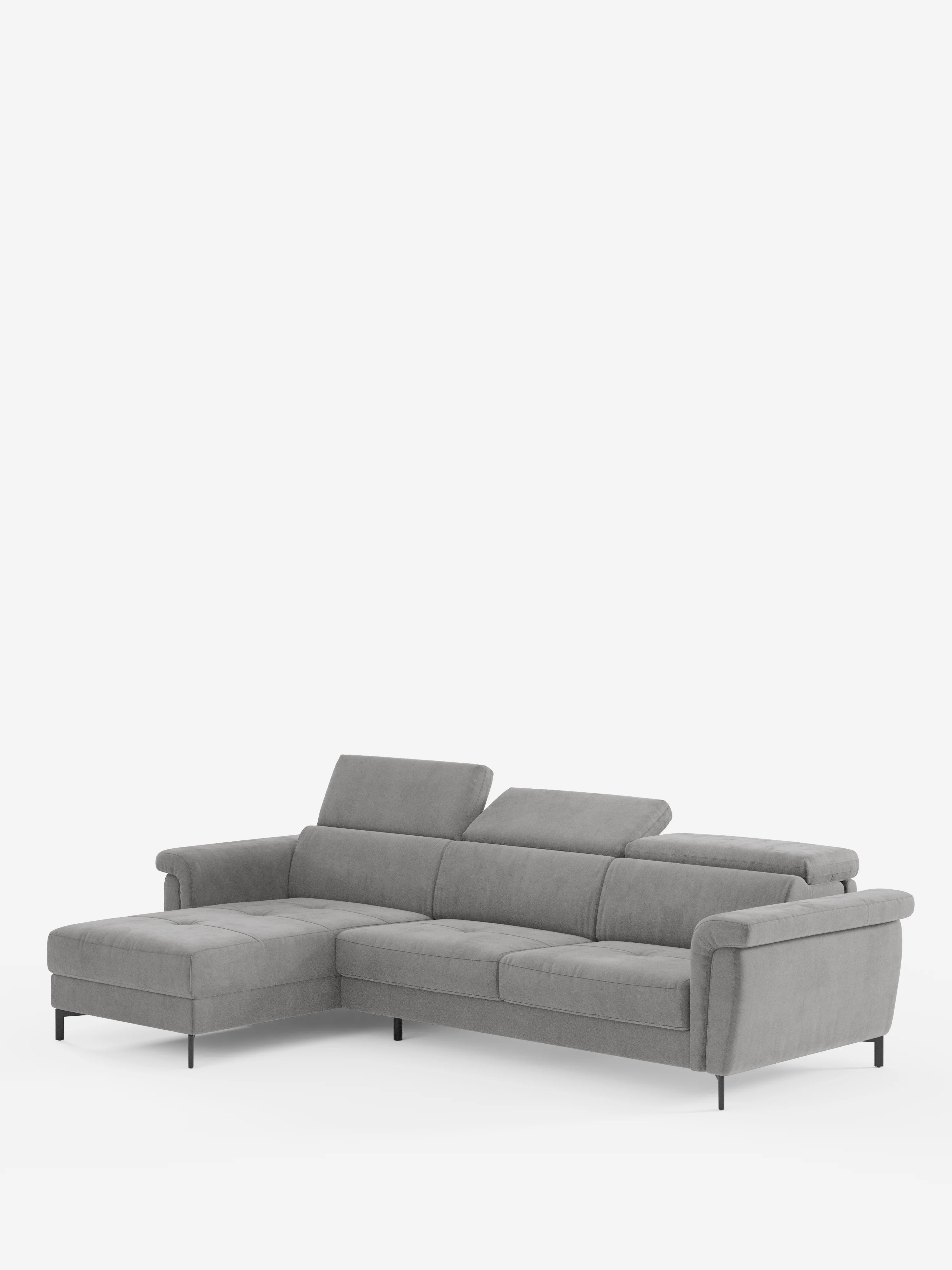 Capri Divano letto angolare con penisola contenitore e poggiatesta reclinabili - elegante tessuto smacchiabile T30