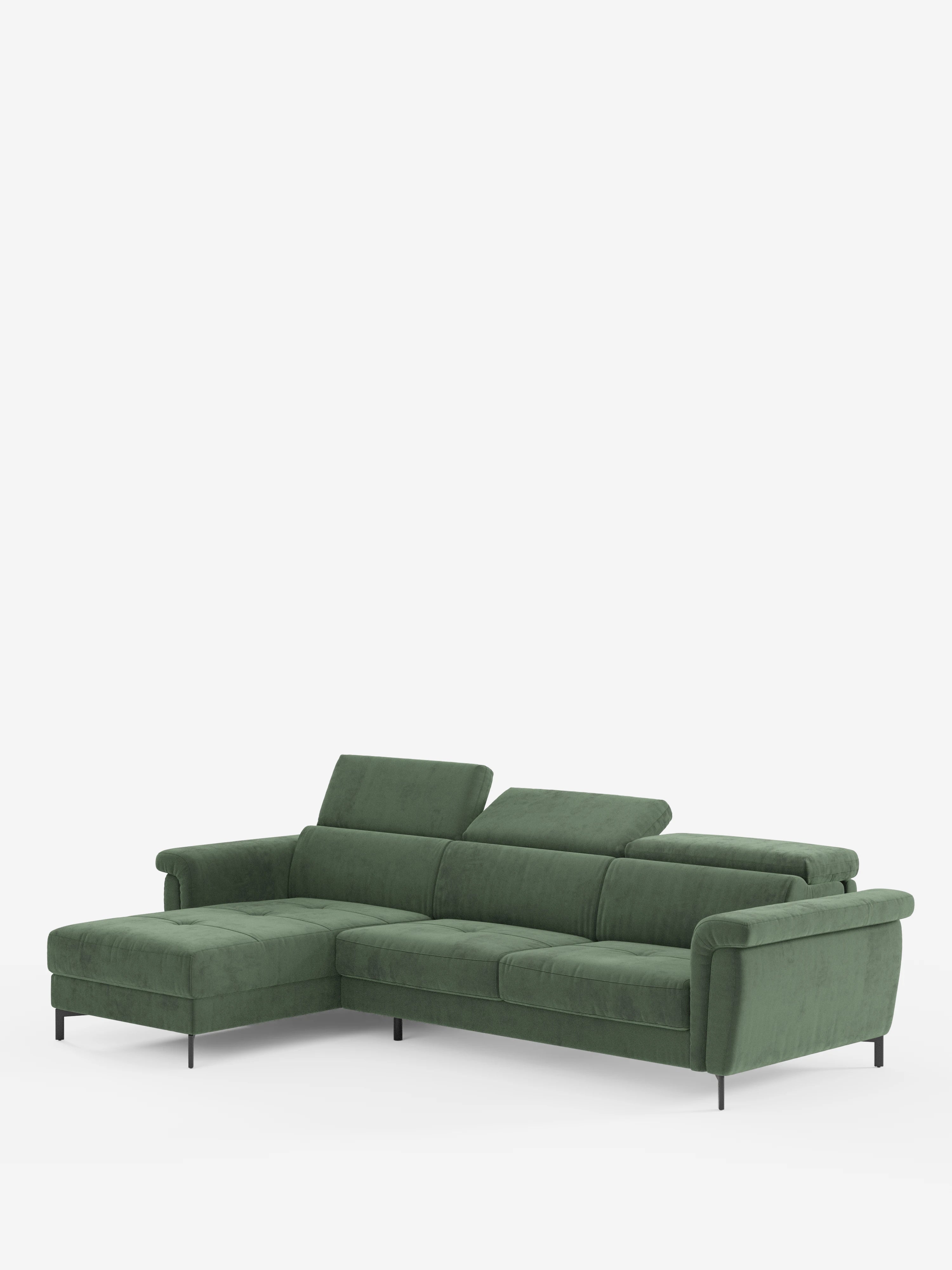 Capri Divano letto angolare con penisola contenitore e poggiatesta reclinabili - elegante tessuto smacchiabile T30